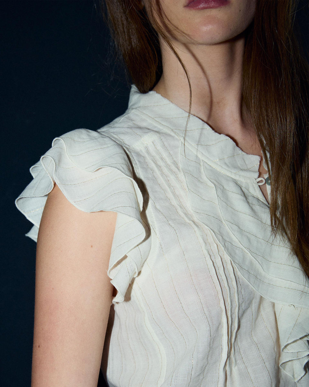 Blusa Sin Mangas Rayas Lurex Blanca