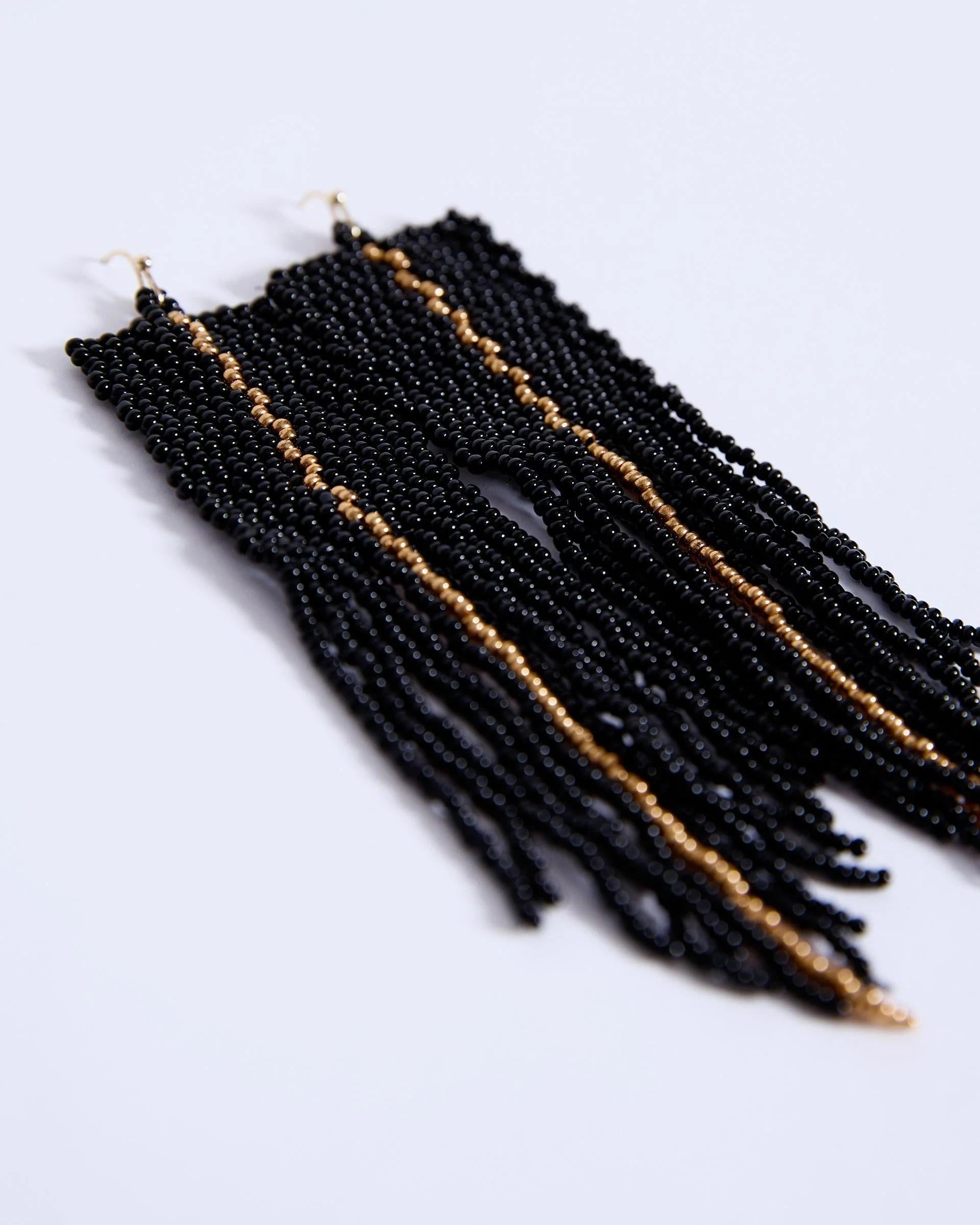 Pendientes Rectangulares Étnicos Negro