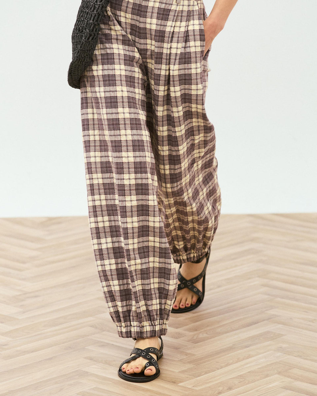 Pantalón Bombacho Cuadros Morado