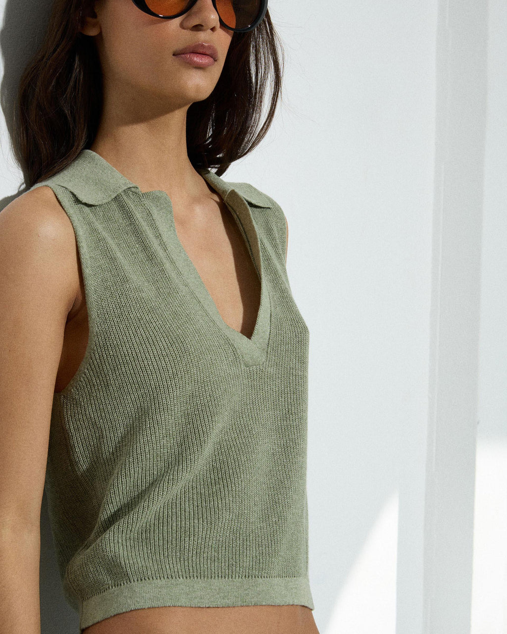 Top Punto Cuello Polo Verde
