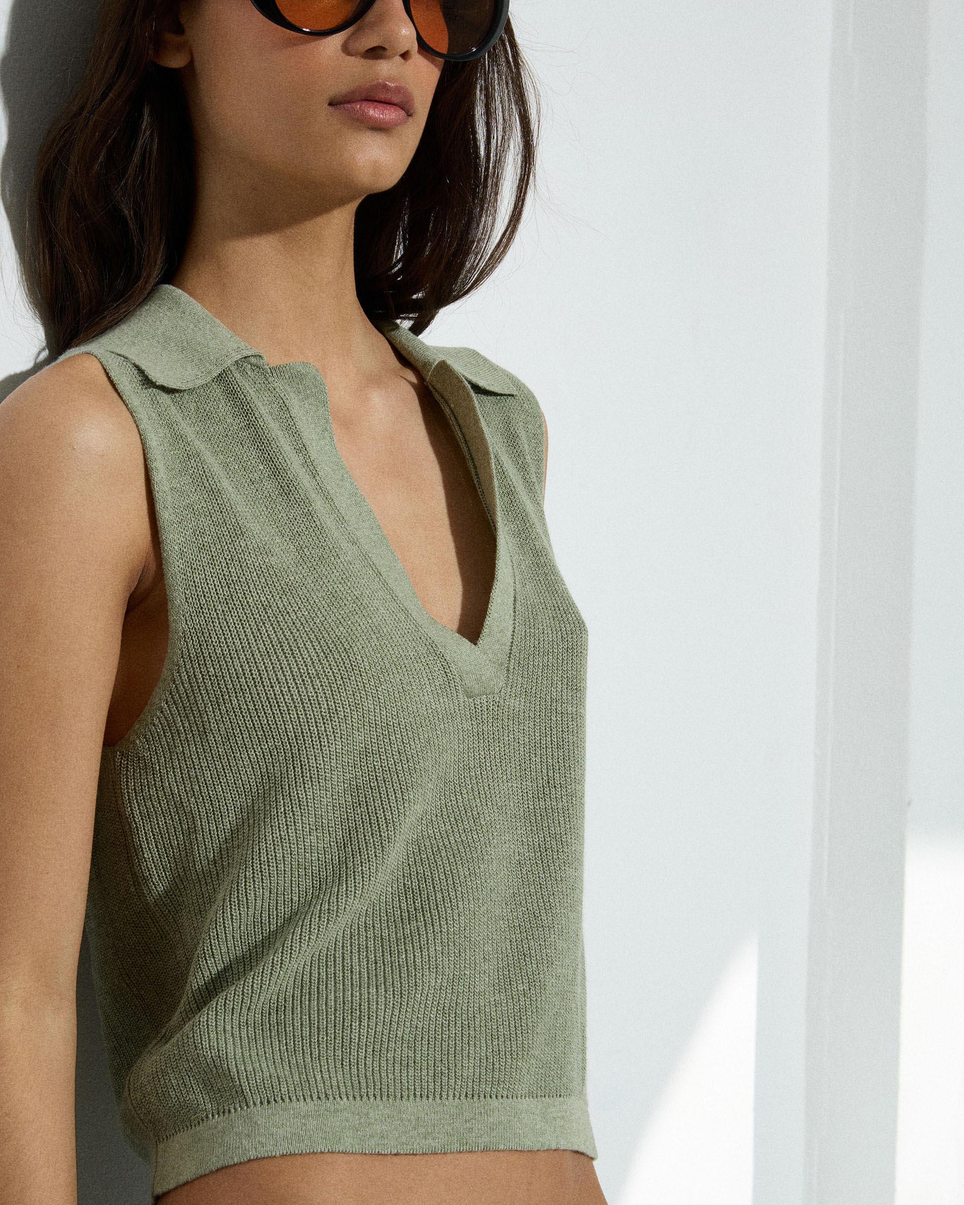 Top Punto Cuello Polo Verde