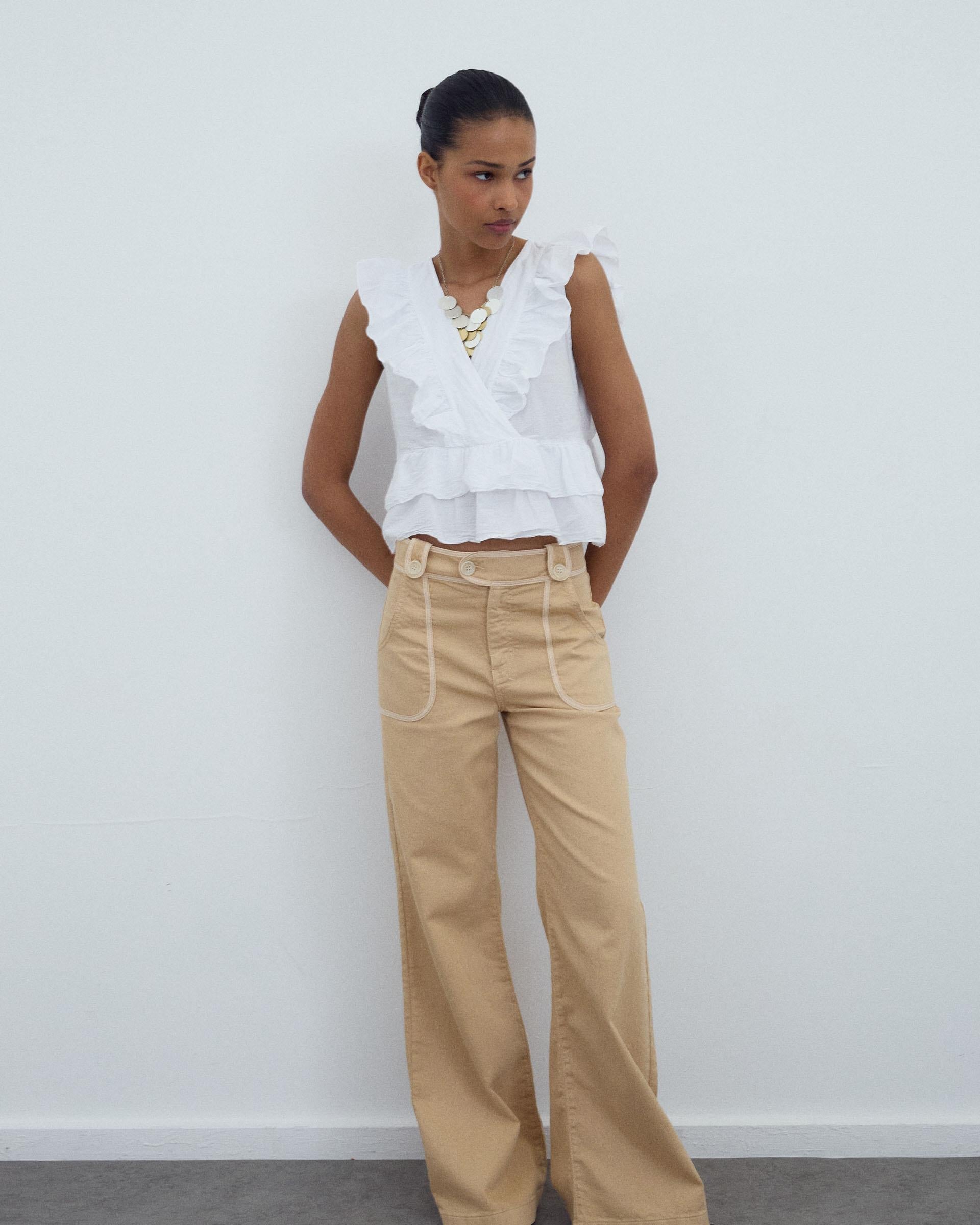 Blusa Cruzada Volantes Blanca