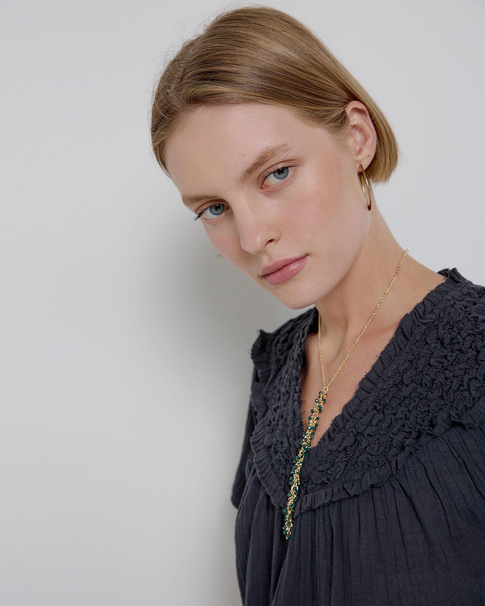 Collar Corbetero Tira Bolitas Verde