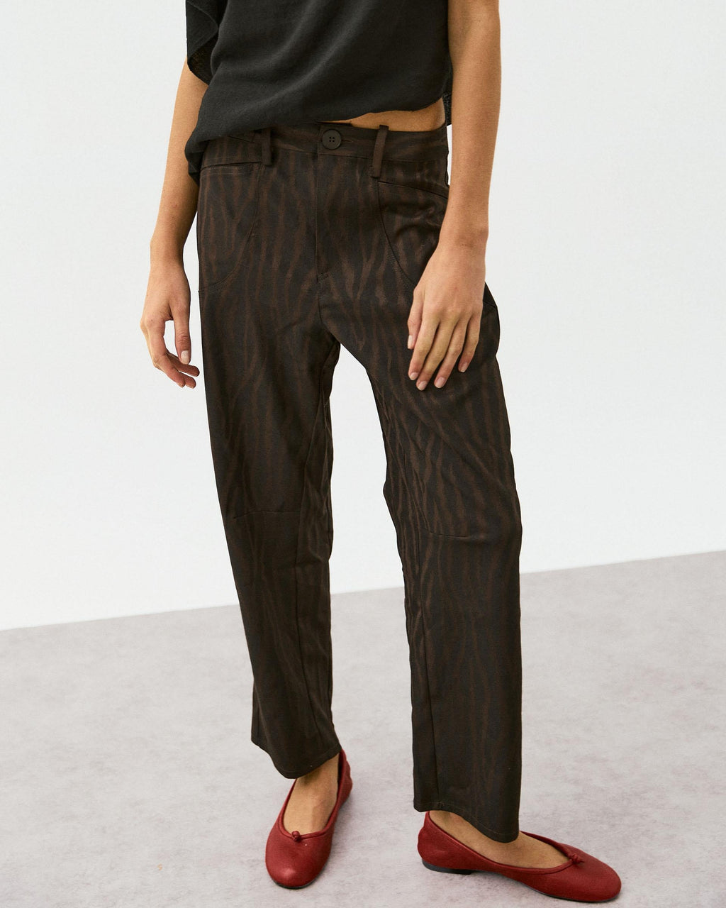 Pantalón Estampado Animal Print Marrón