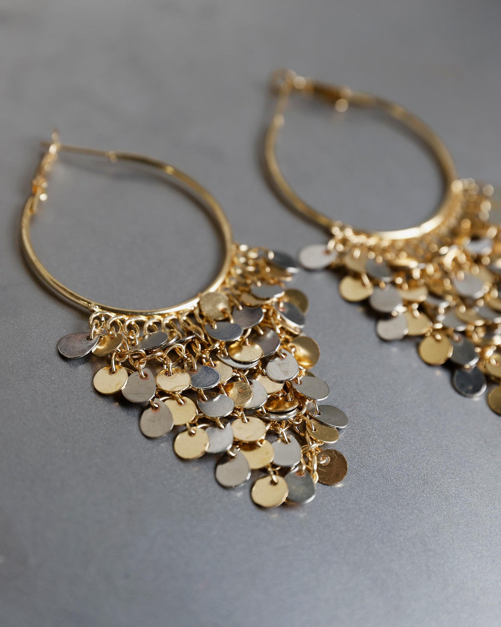 Pendientes Aros Lentejuelas Oro