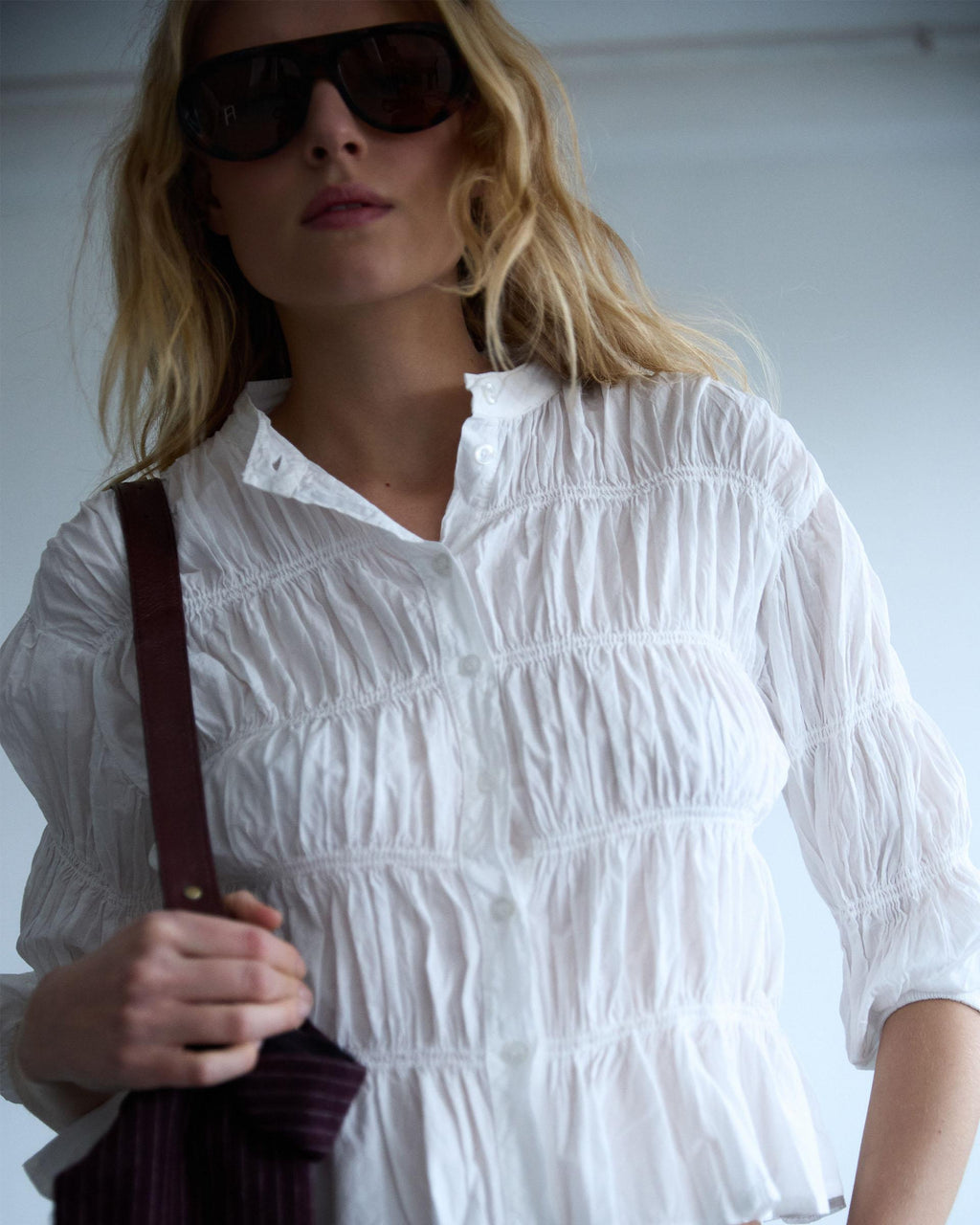 Blusa Fruncidos Blanca