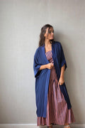 Kimono largo liso azul marino