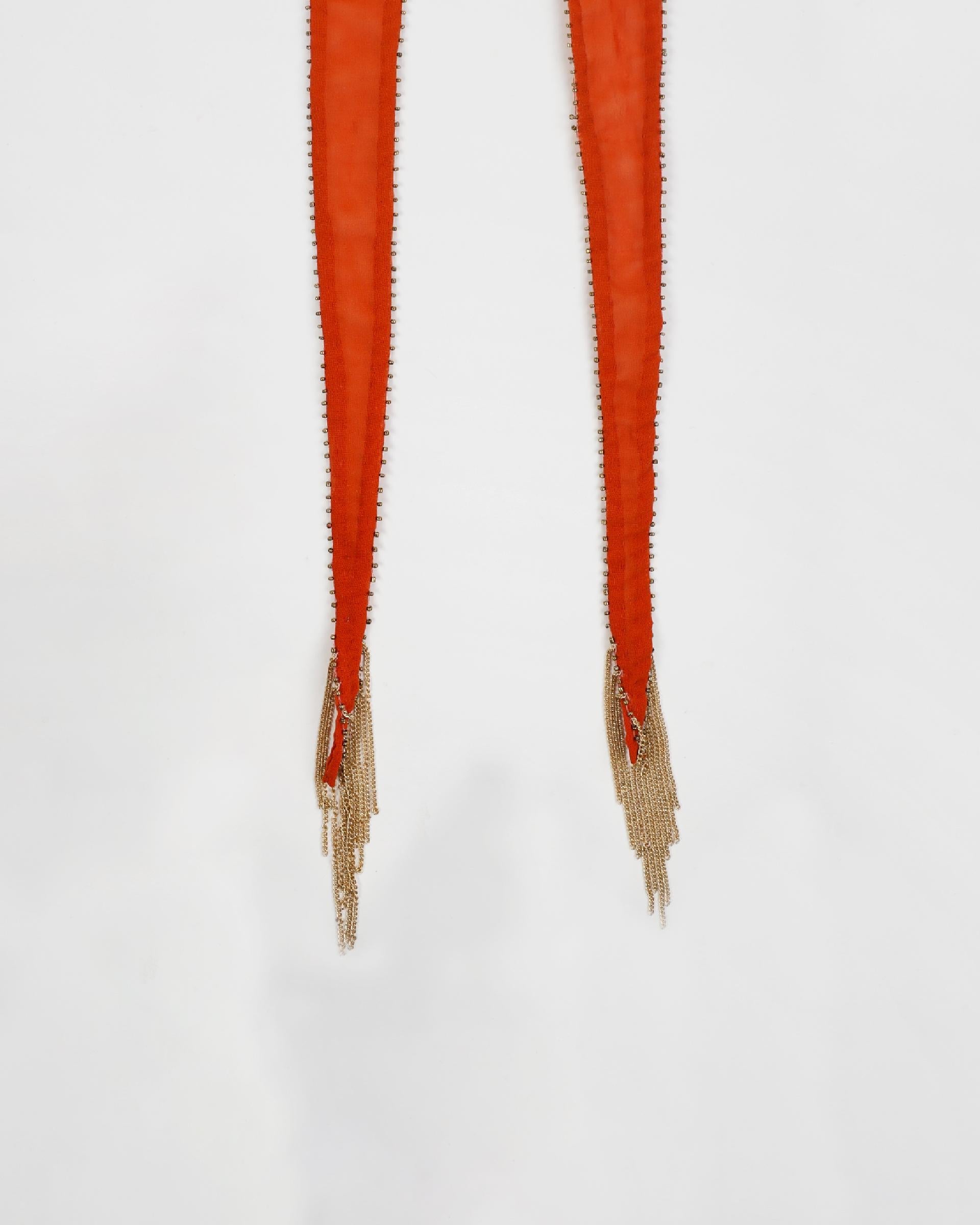 Collar Organza Flecos Naranja