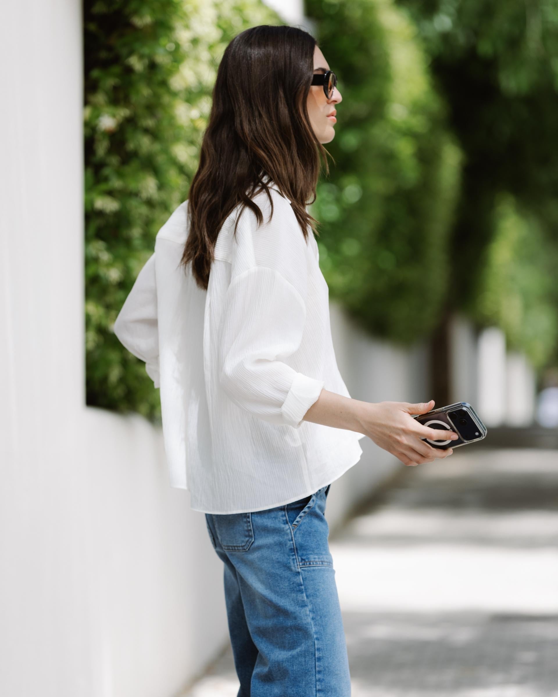 Camisa Tejido Plisado Blanca