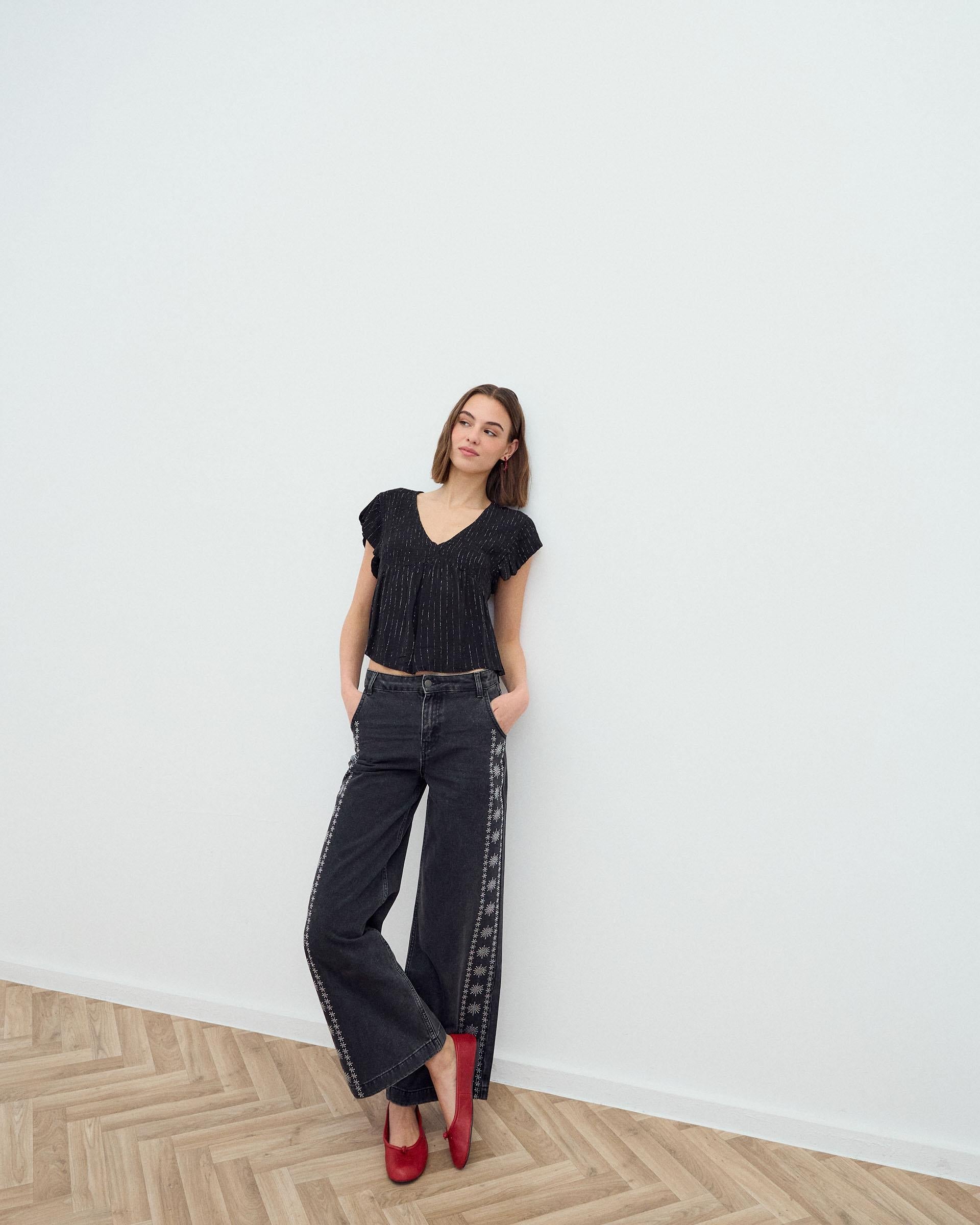 Blusa Gomas Lurex Negro