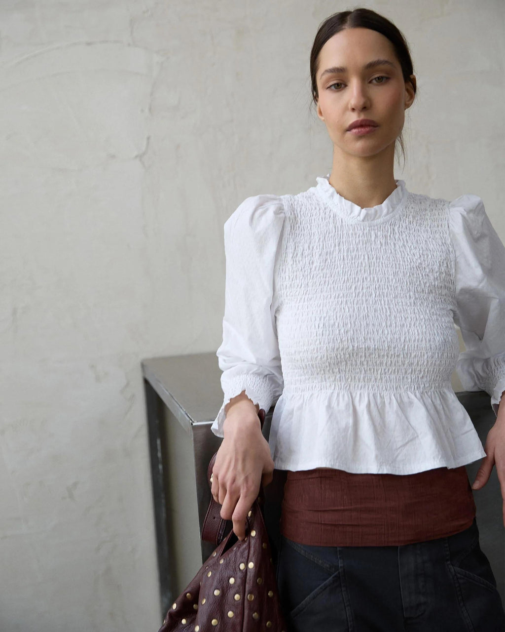 Blusa Nido De Abeja Blanca