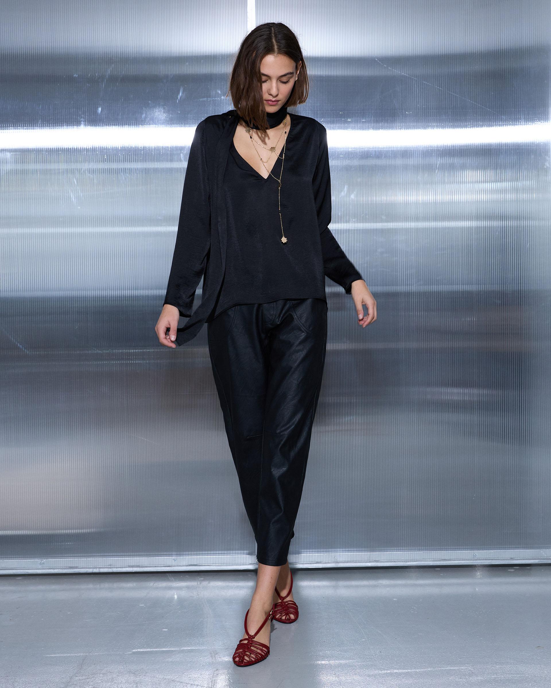 Pantalón Efecto Piel Negro