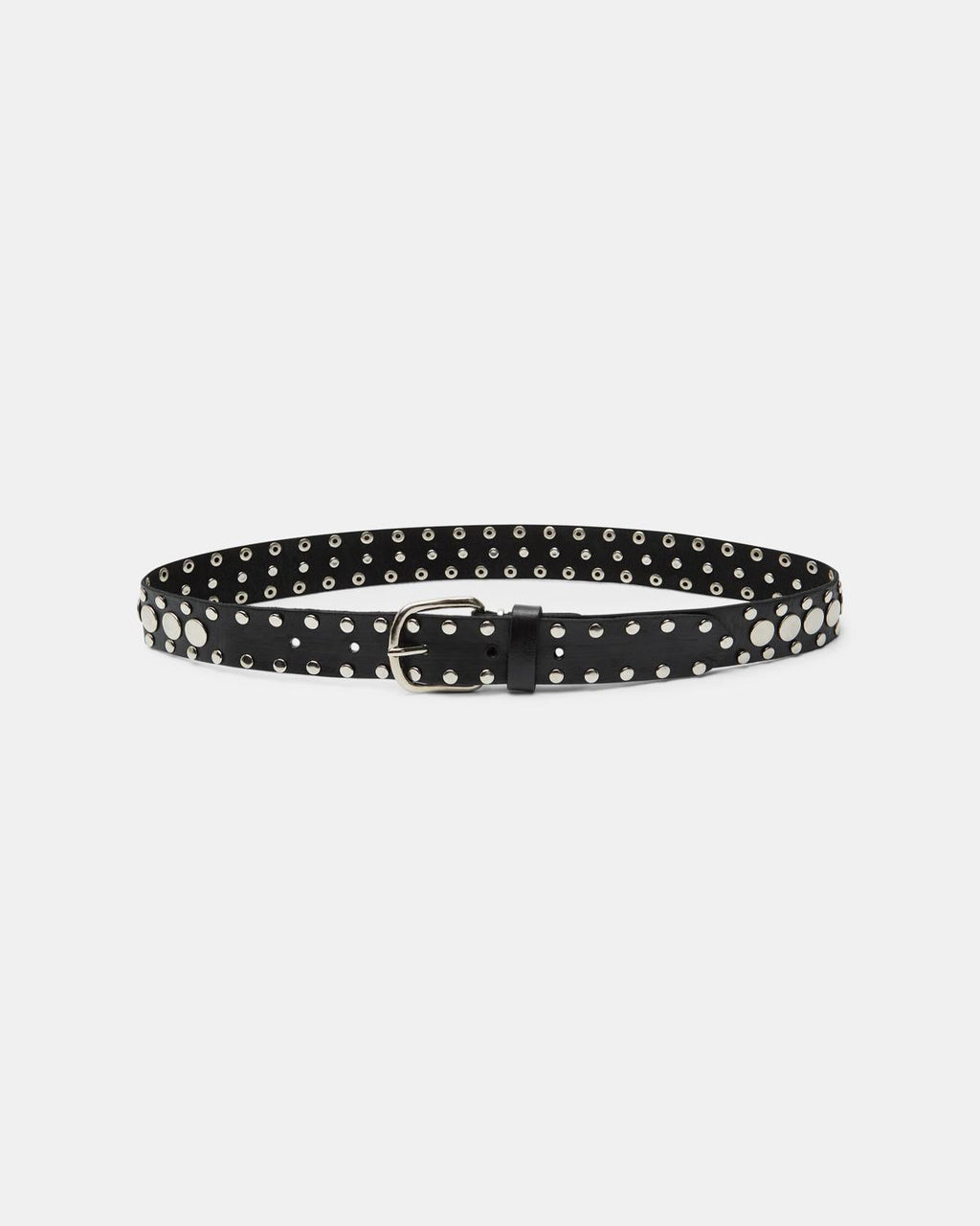 Cinturón Piel Tachuelas Dobles Negro