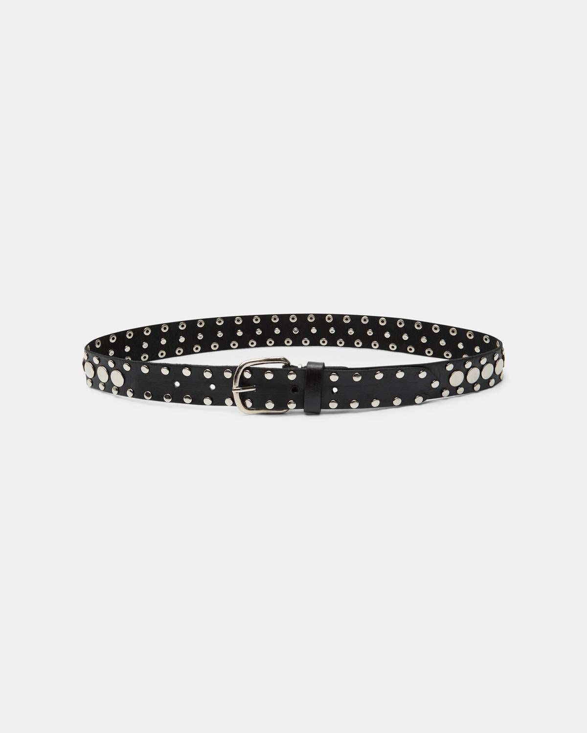 Cinturón Piel Tachuelas Dobles Negro