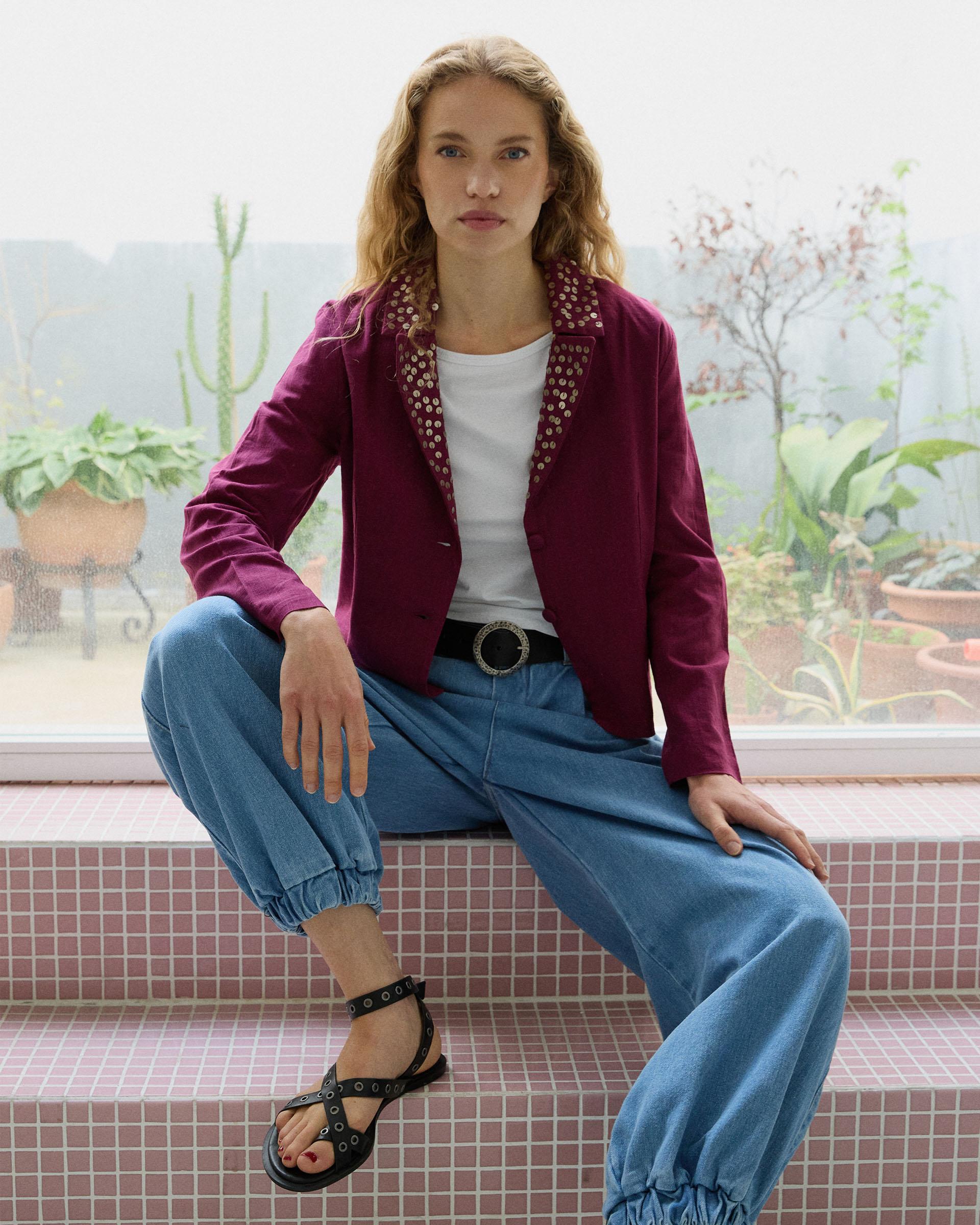 Blazer Lentejuelas Rosa Oscuro