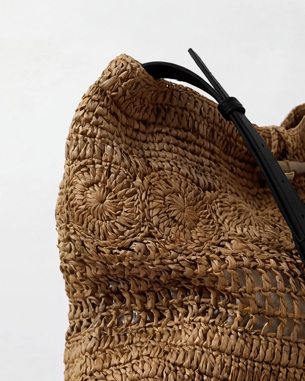 Bolso Hombro Rafia Troquelados Marrón