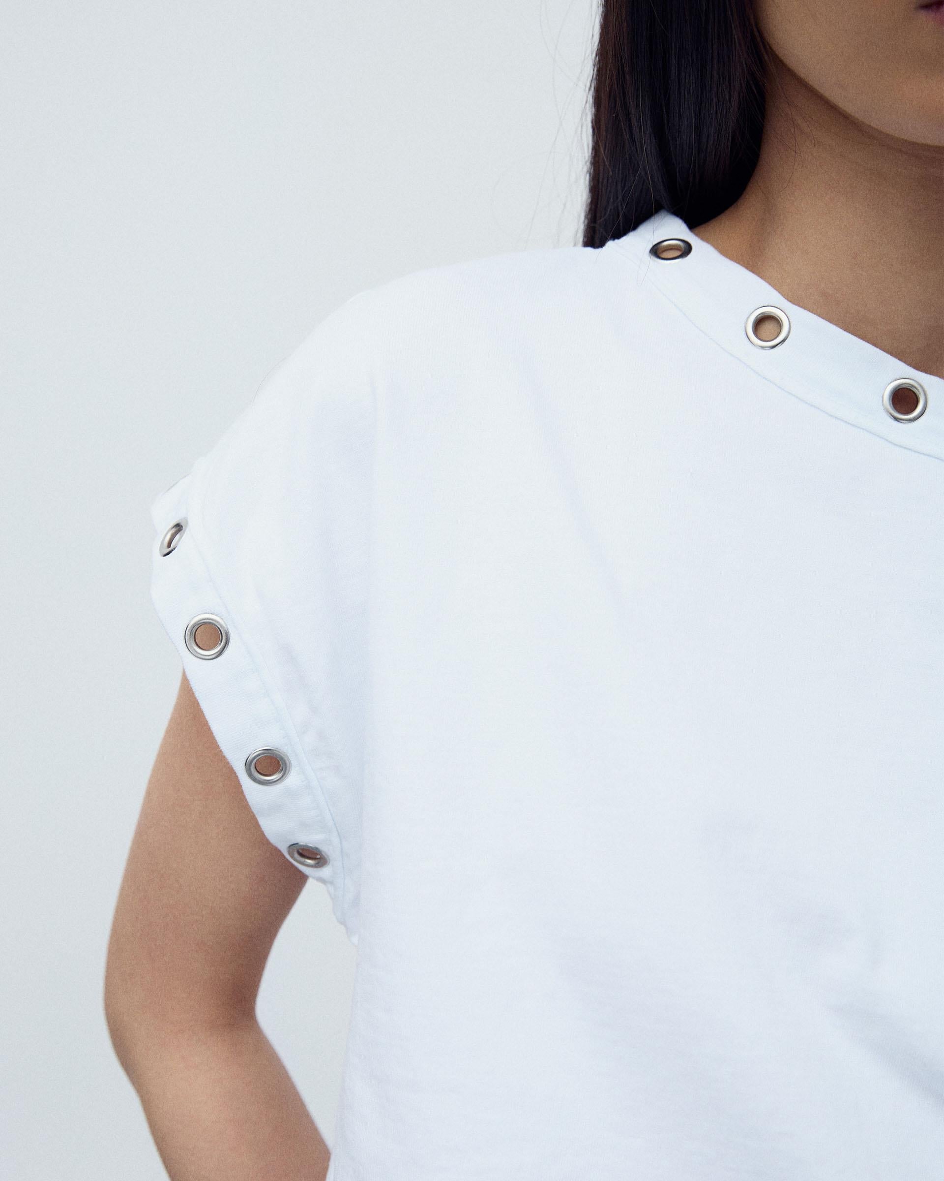 Camiseta Manga Corta Eyelets Blanco