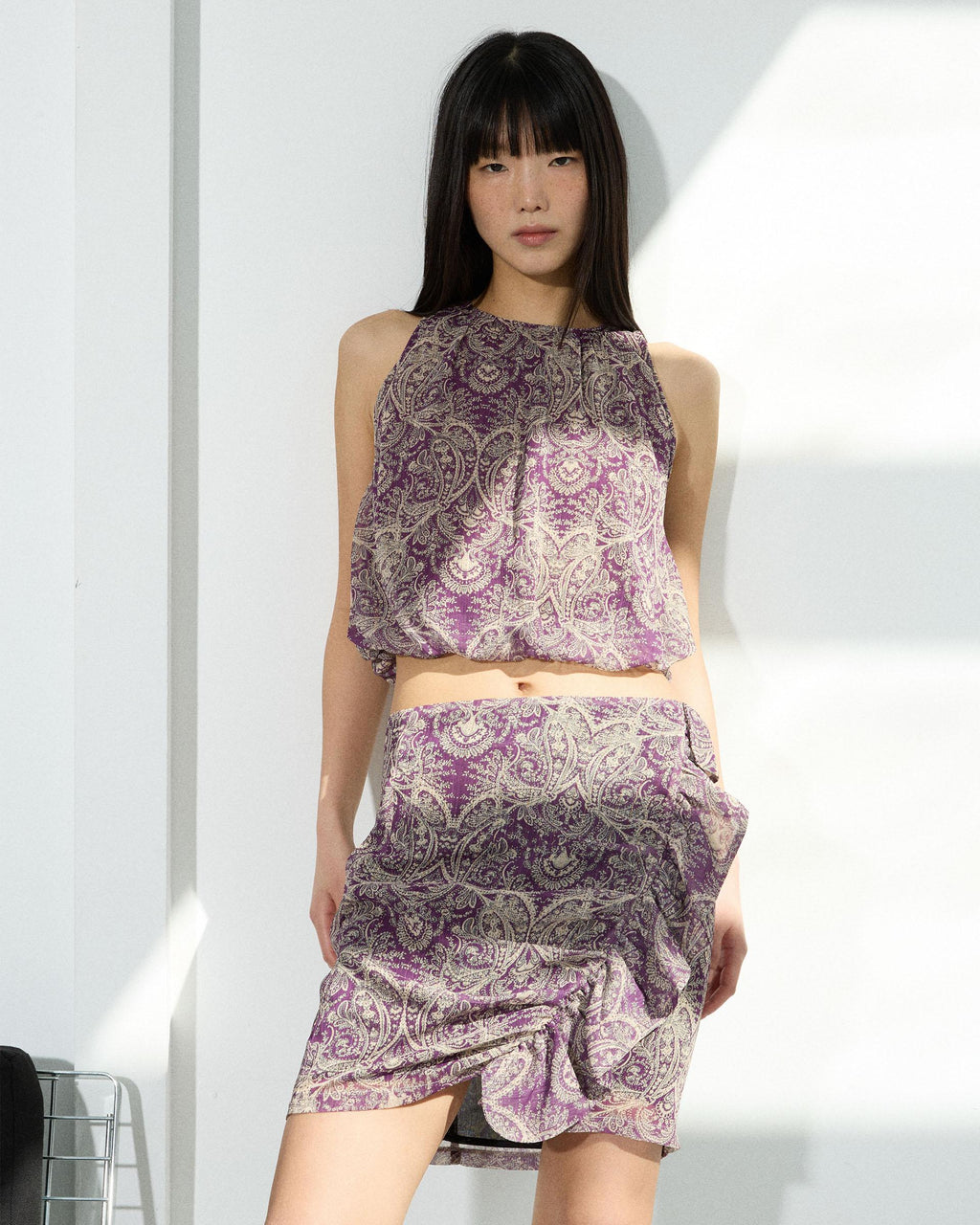 Top Vuelo Estampado Morado
