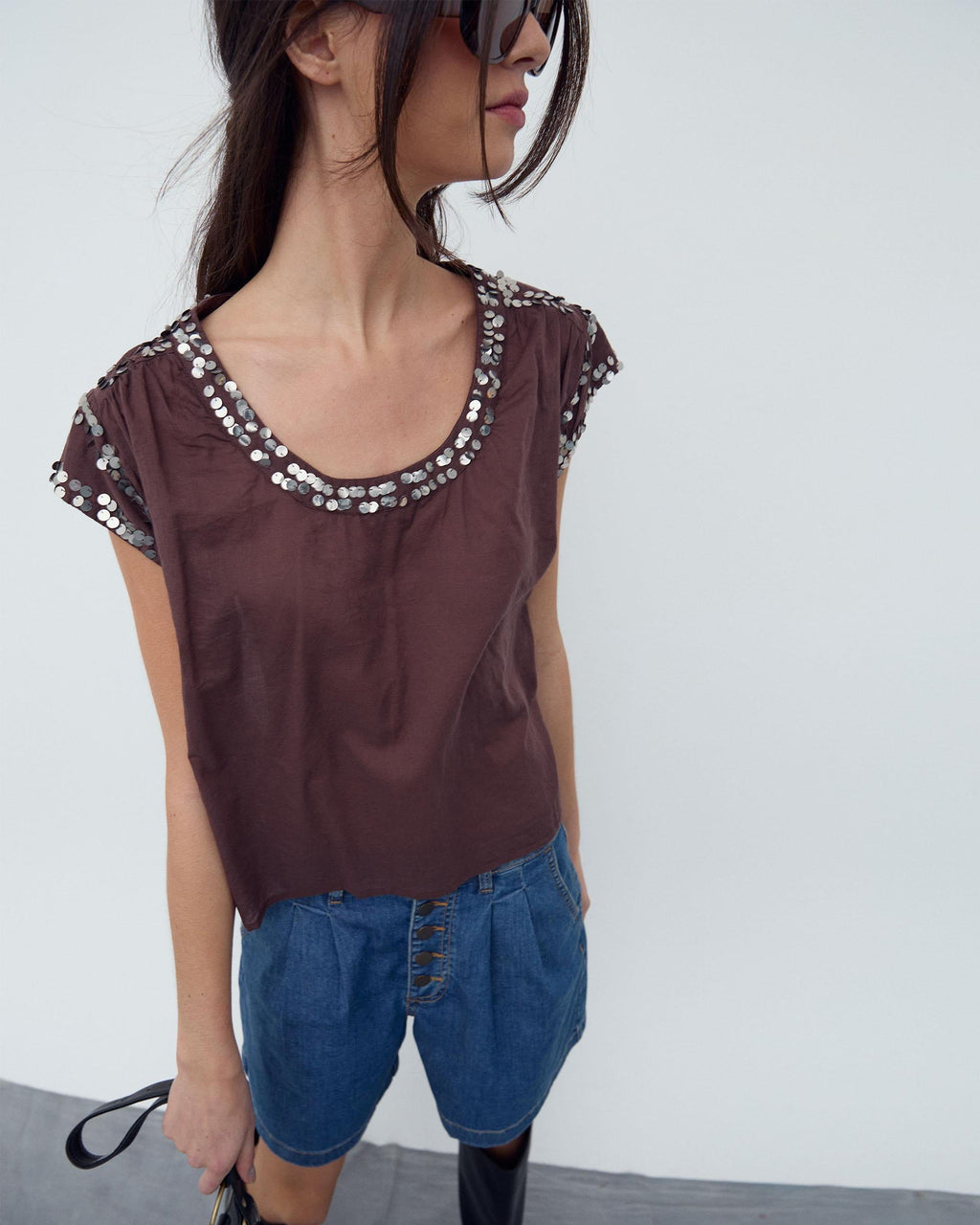 Blusa Lentejuelas Marrón