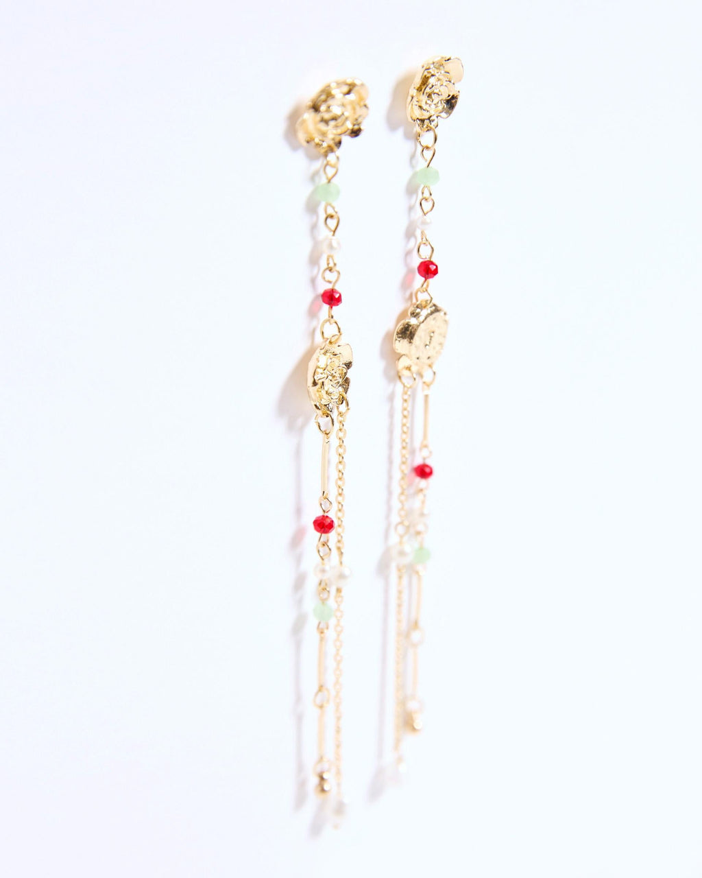 Pendientes Flor Cadenas Oro