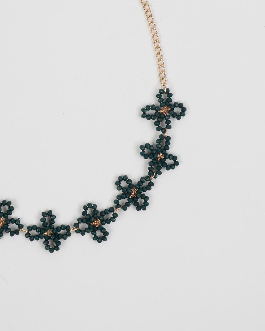 Collar Alambre Flores Verde