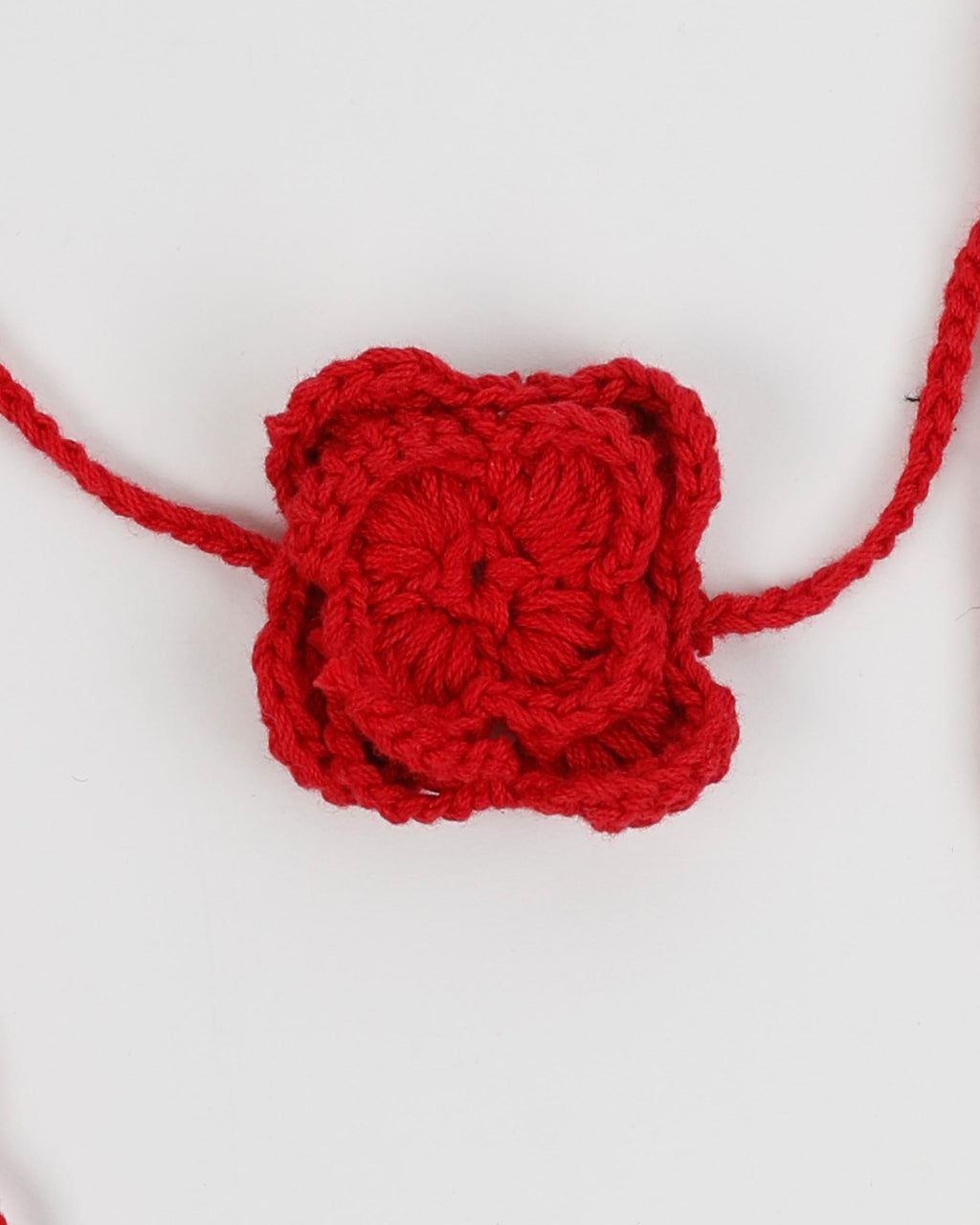 Collar Crochet Flor Rojo