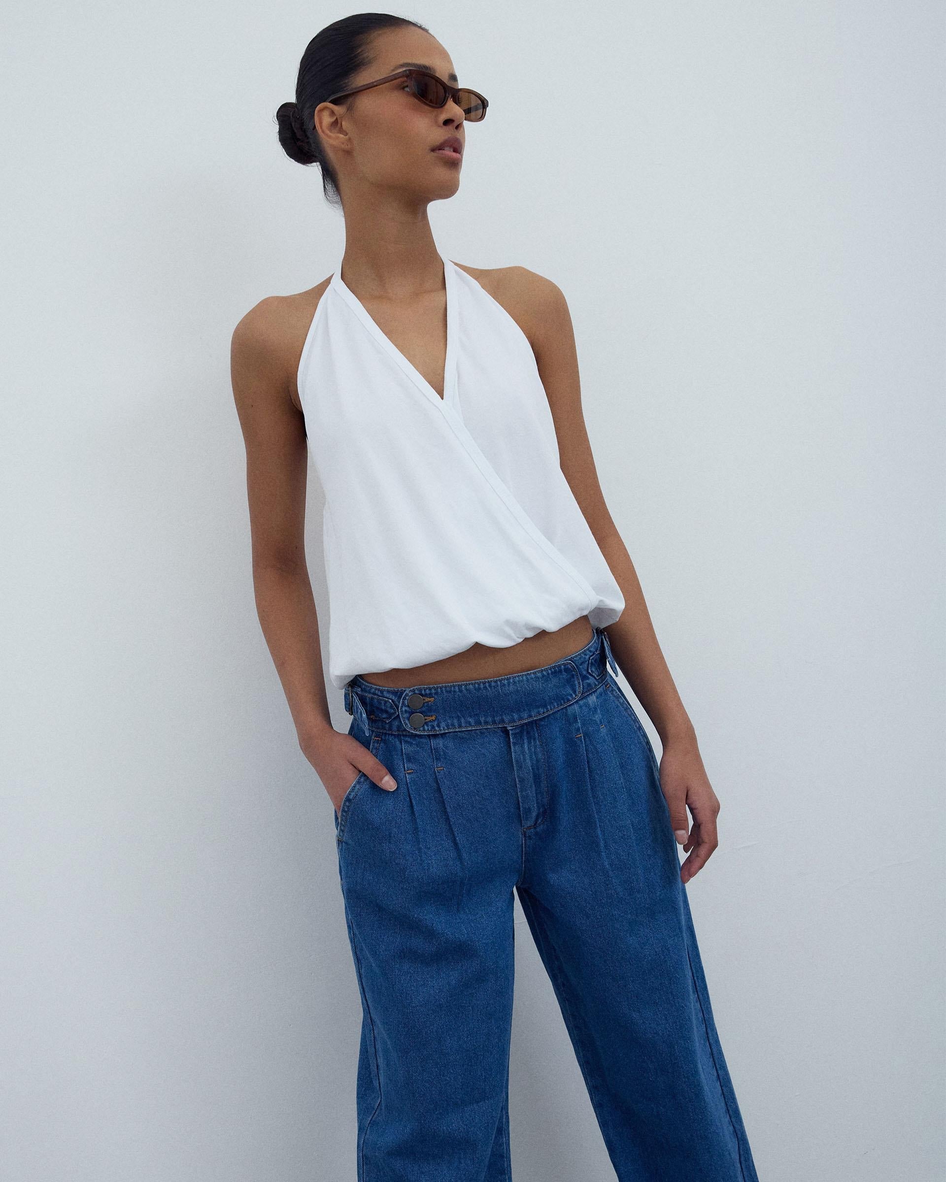 Jeans Pieza Delantera Azul