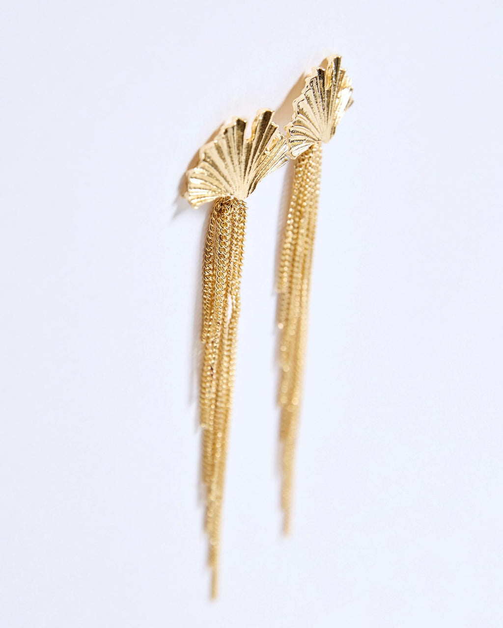 Pendientes Flor Loto Cadenas Oro
