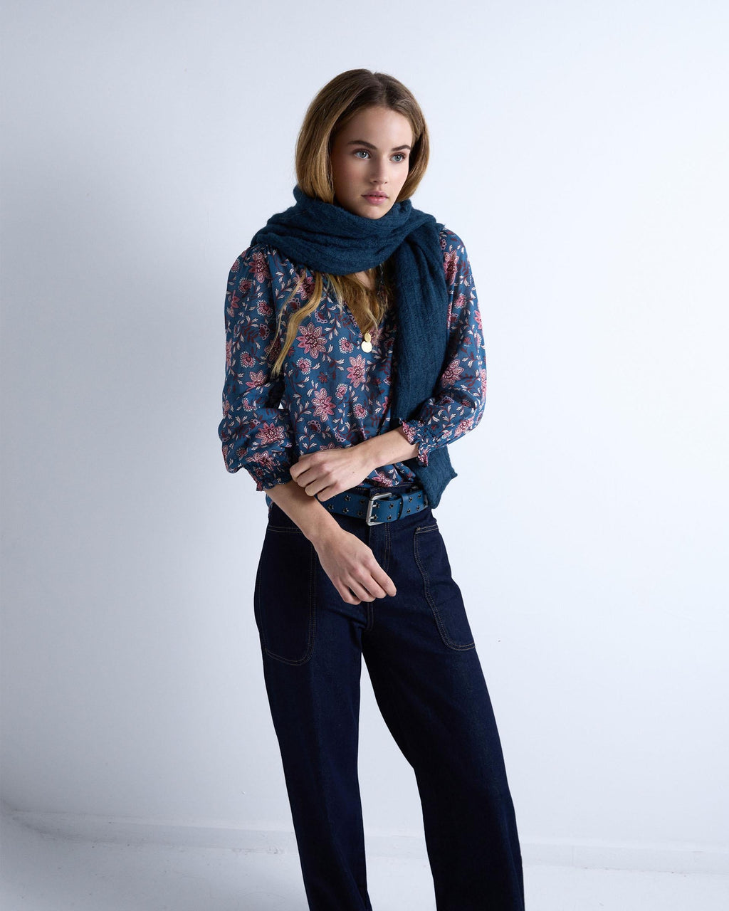 Blusa Estampado Floral Azul