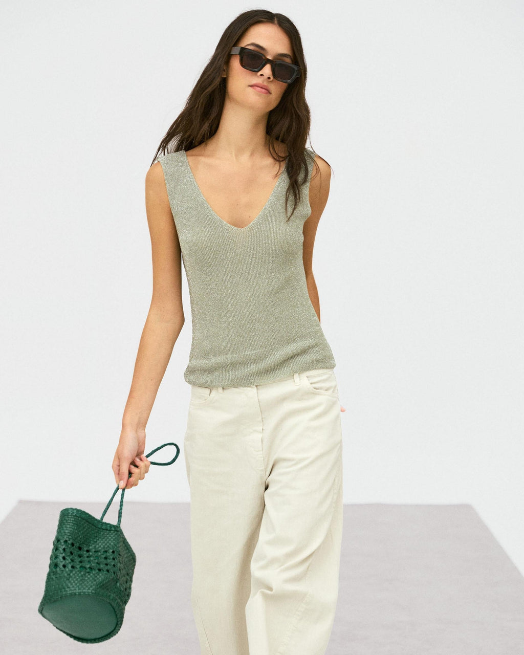 Top Tirantes Lurex Verde