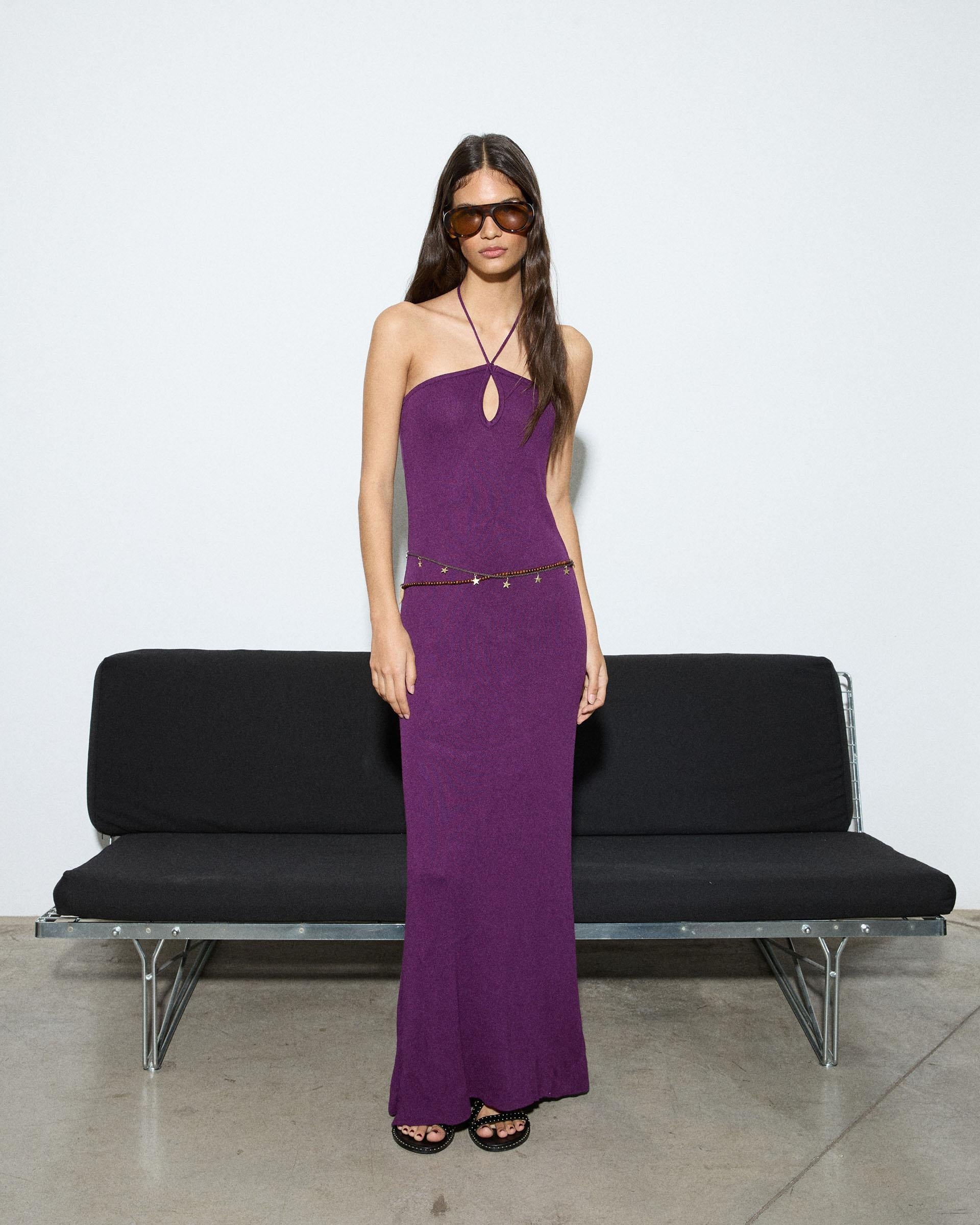 Vestido Halter Punto Morado