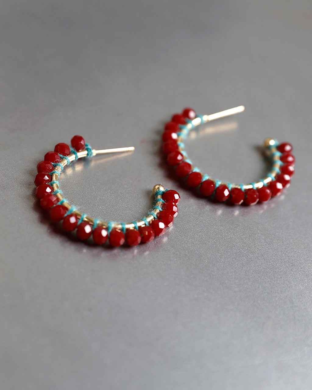 Pendientes Aros Bolitas Rojo