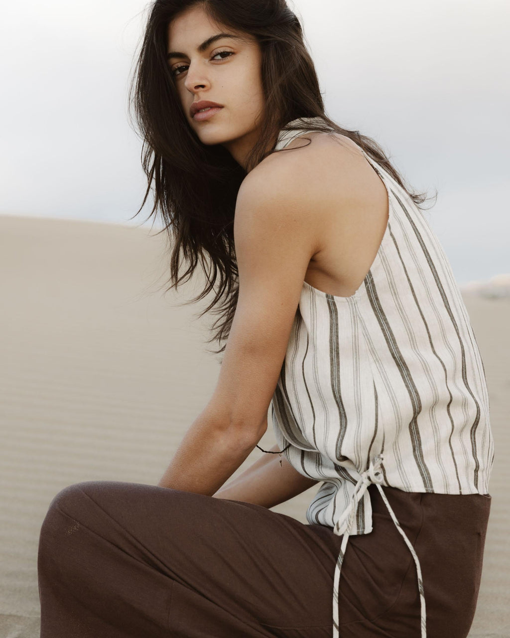 Top Cruzado Rayas Beige