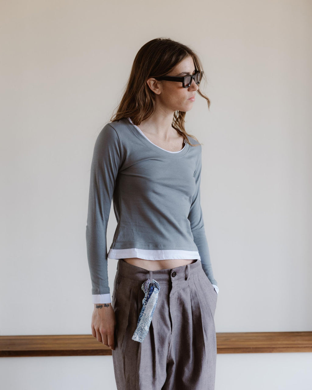 Camiseta Efecto Doble Gris