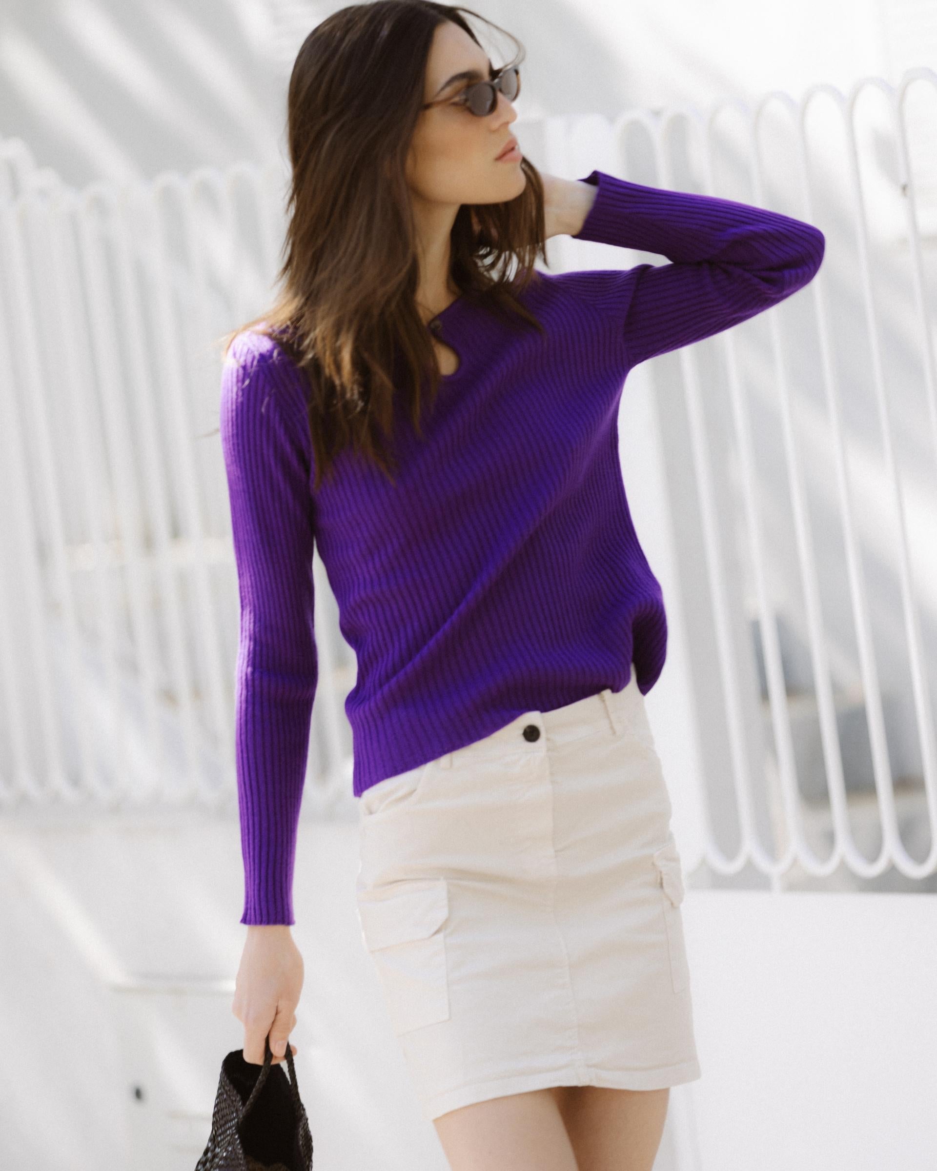 Top Punto Escote Lágrima Morado