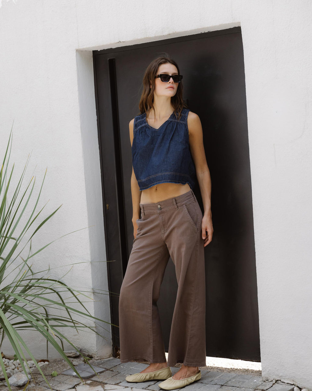 Top Gomas Denim Azul