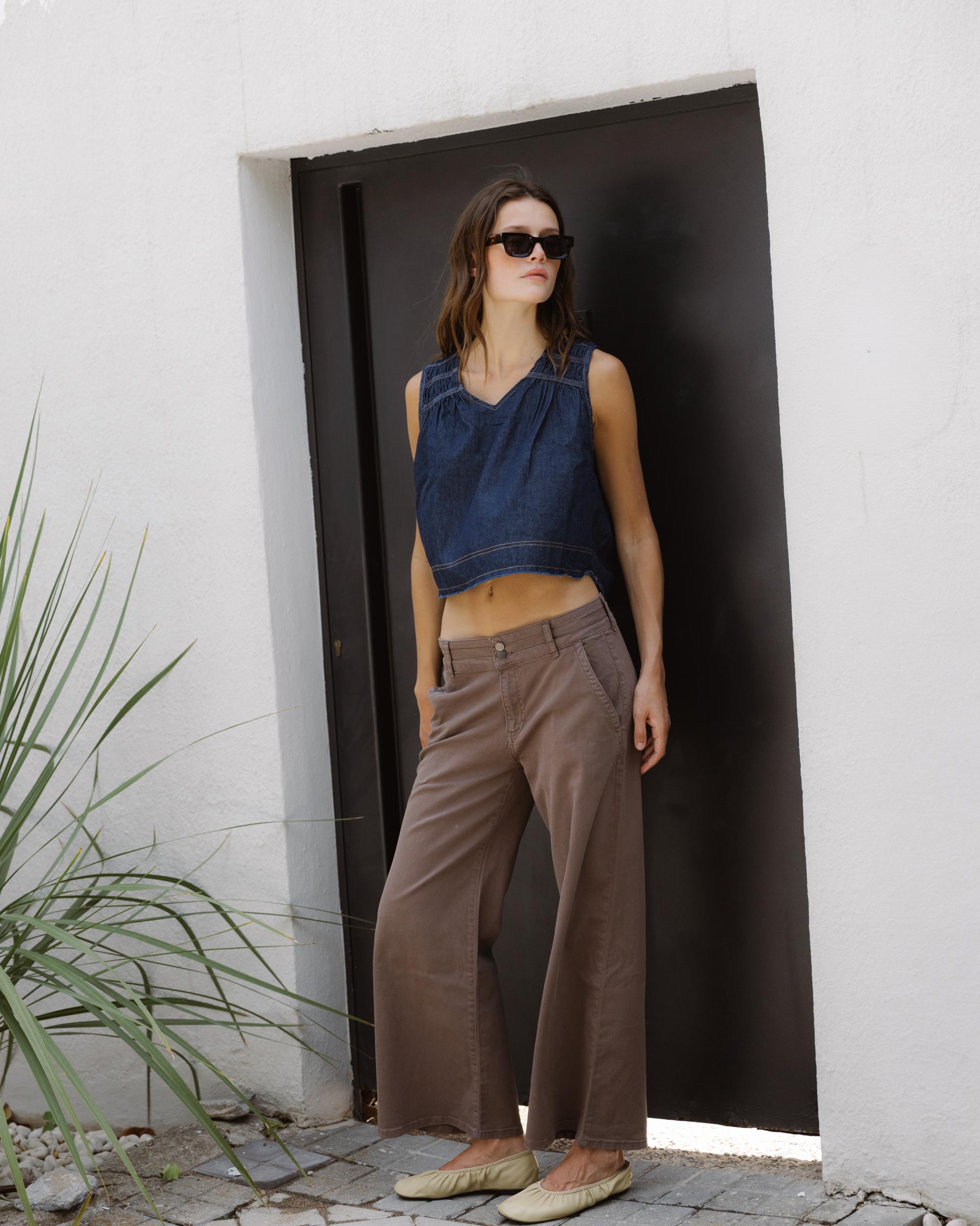 Top Gomas Denim Azul
