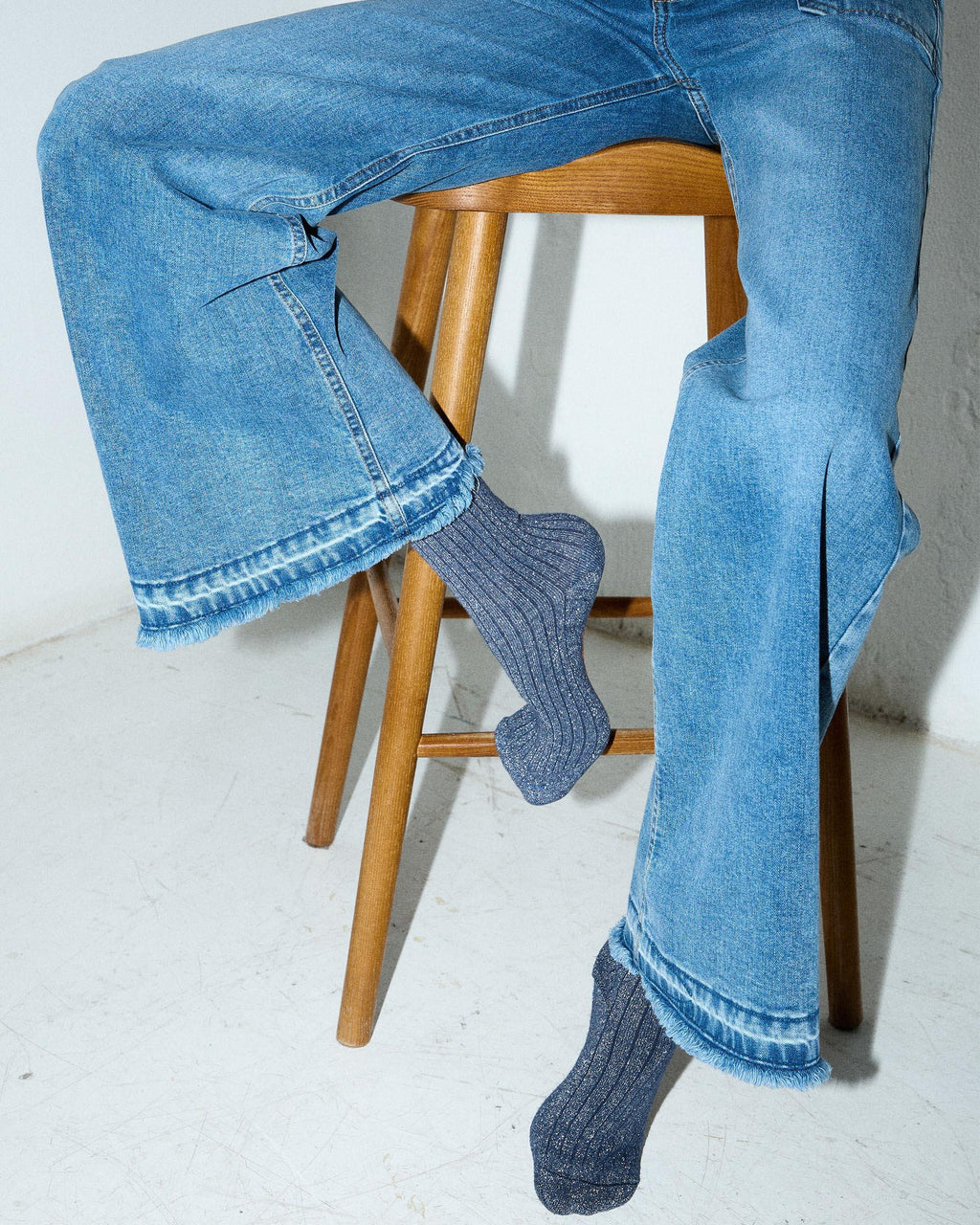 Calcetines Media Caña Lurex Azul Oscuro