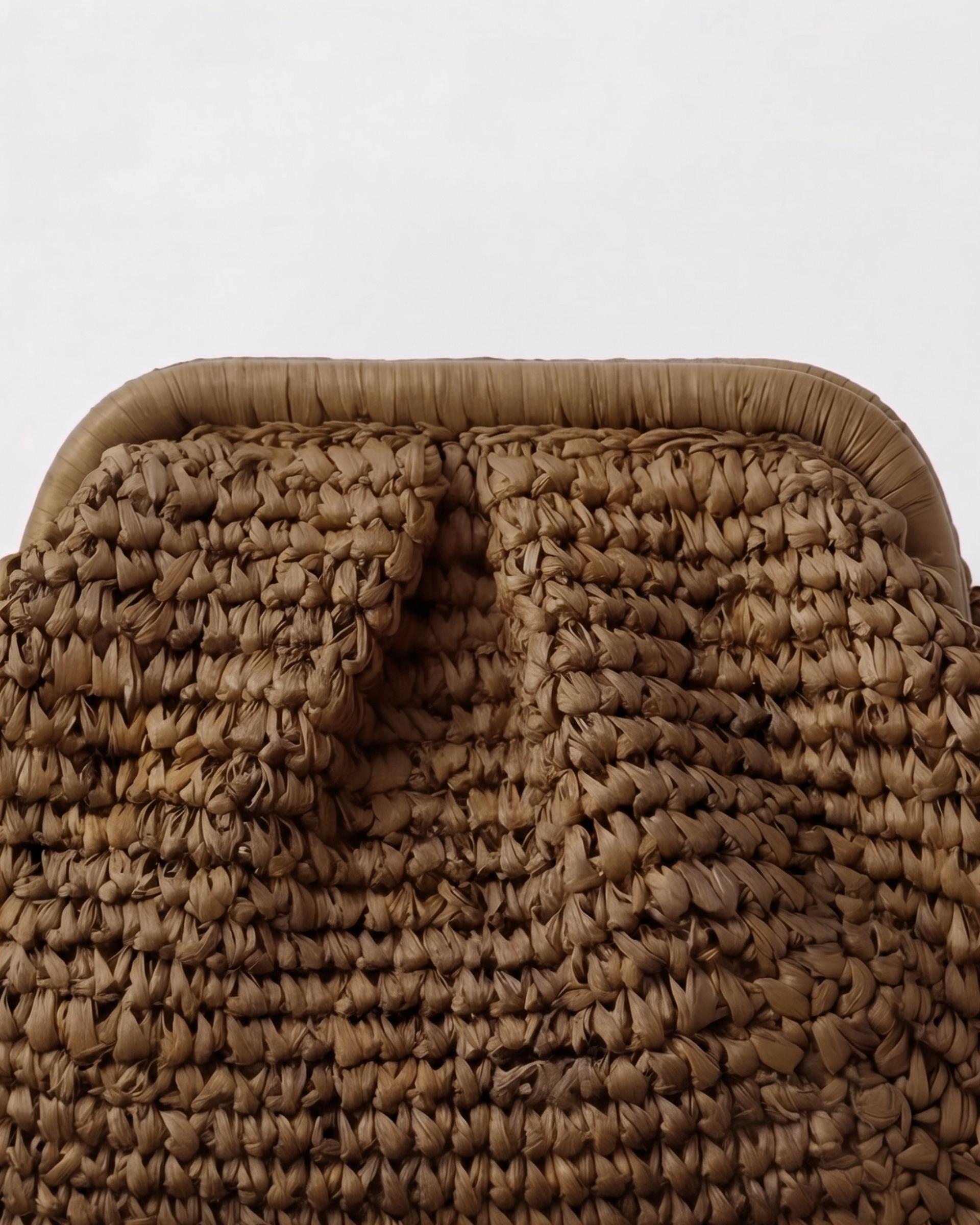 Bolso Mano Rafia Marrón