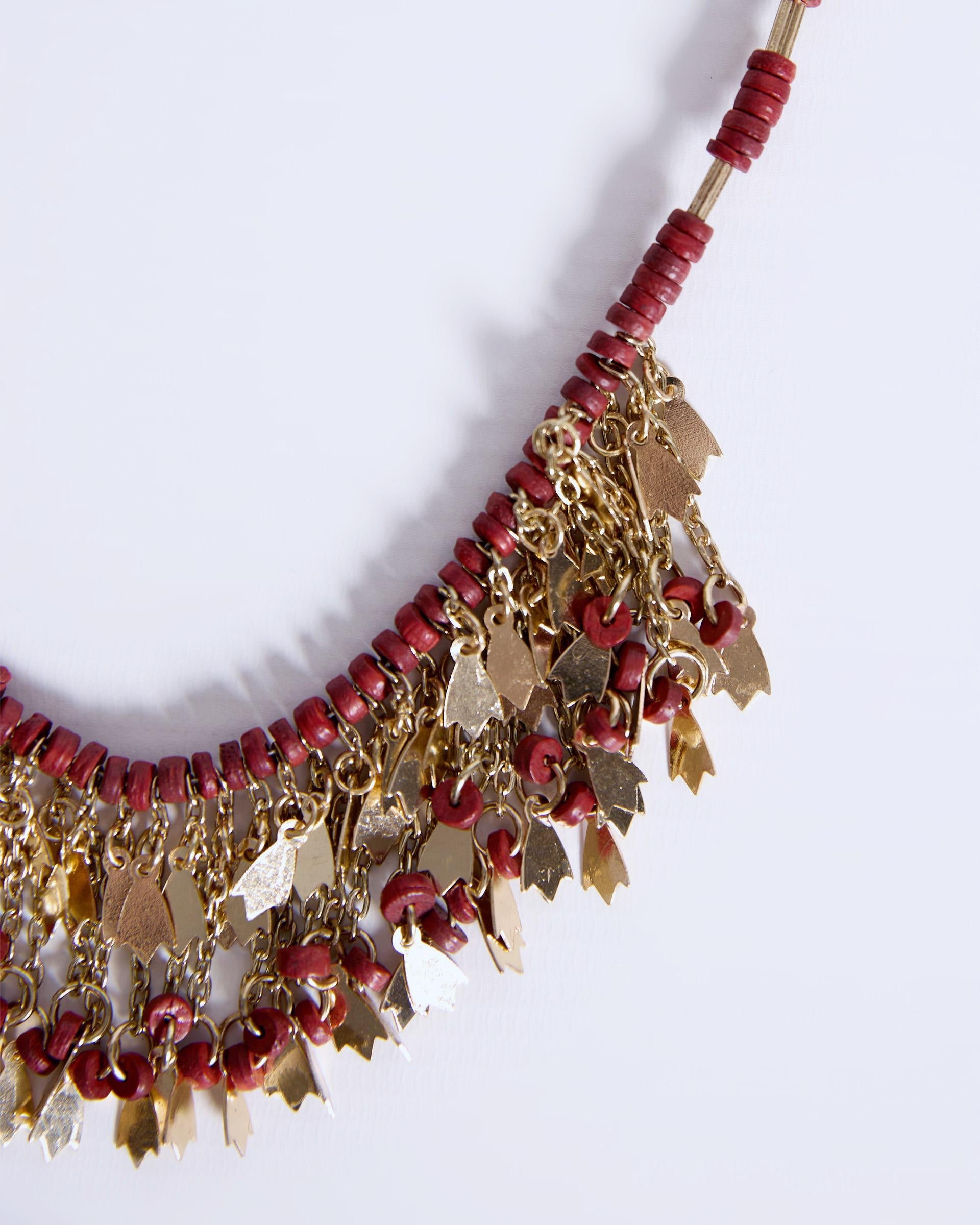 Collar Tiras Abalorios Granate