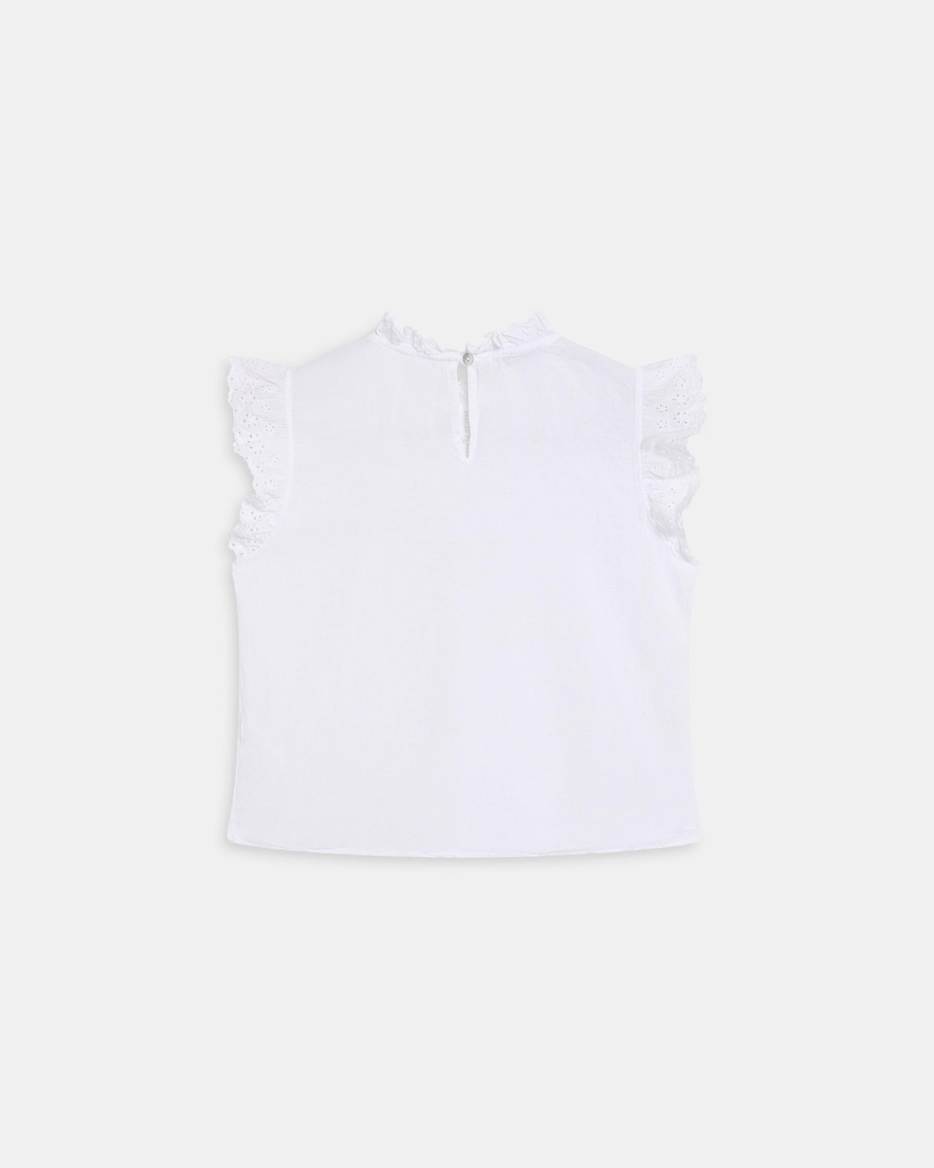 Blusa Mangas Troqueladas Blanca