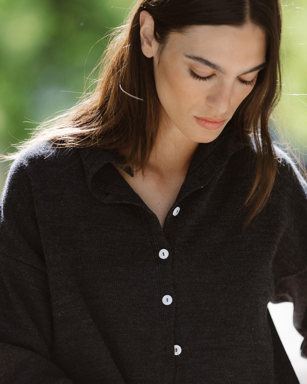 Chaqueta Punto Cuello Subido Antracita