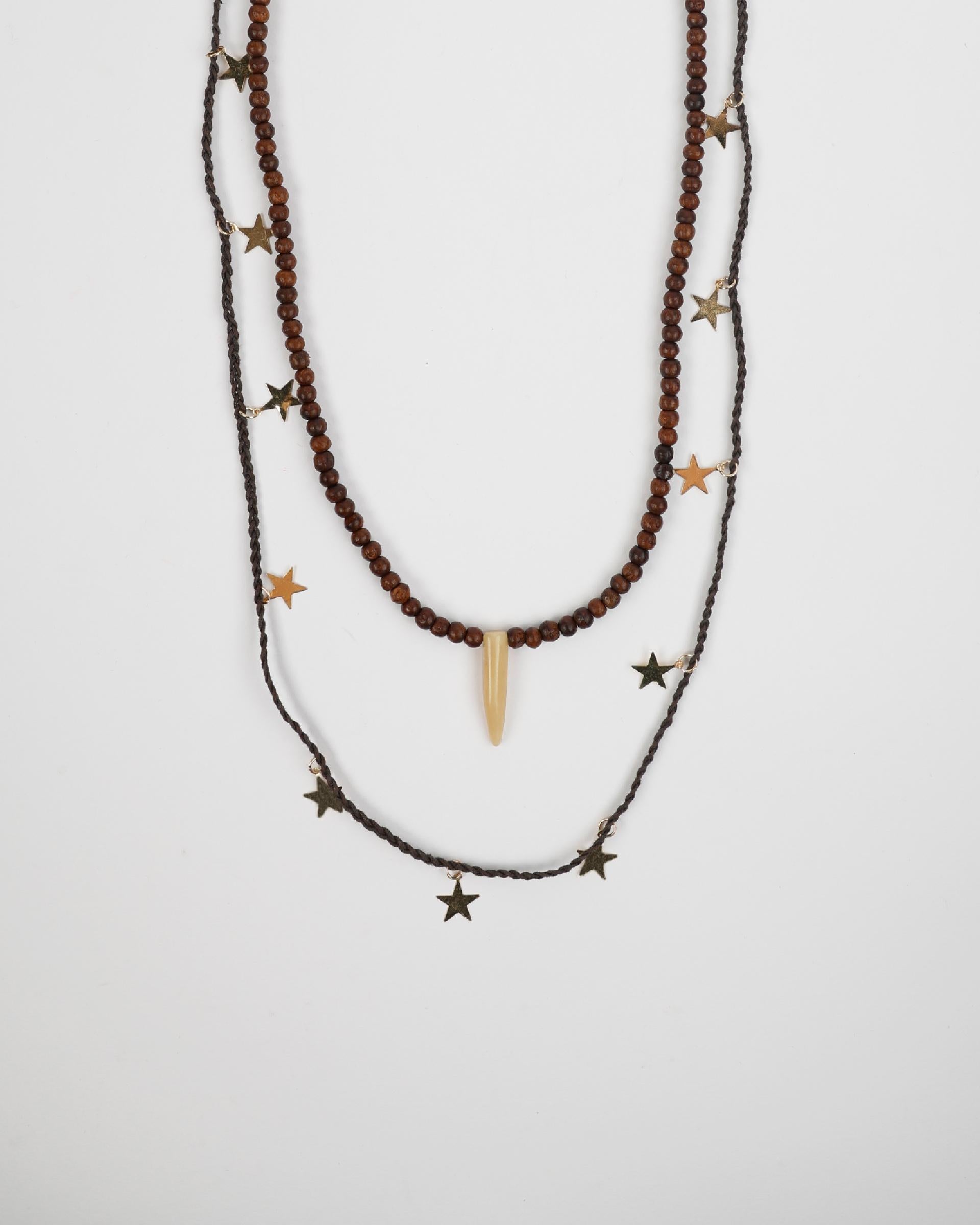 Collar Madera Estrellas Marrón