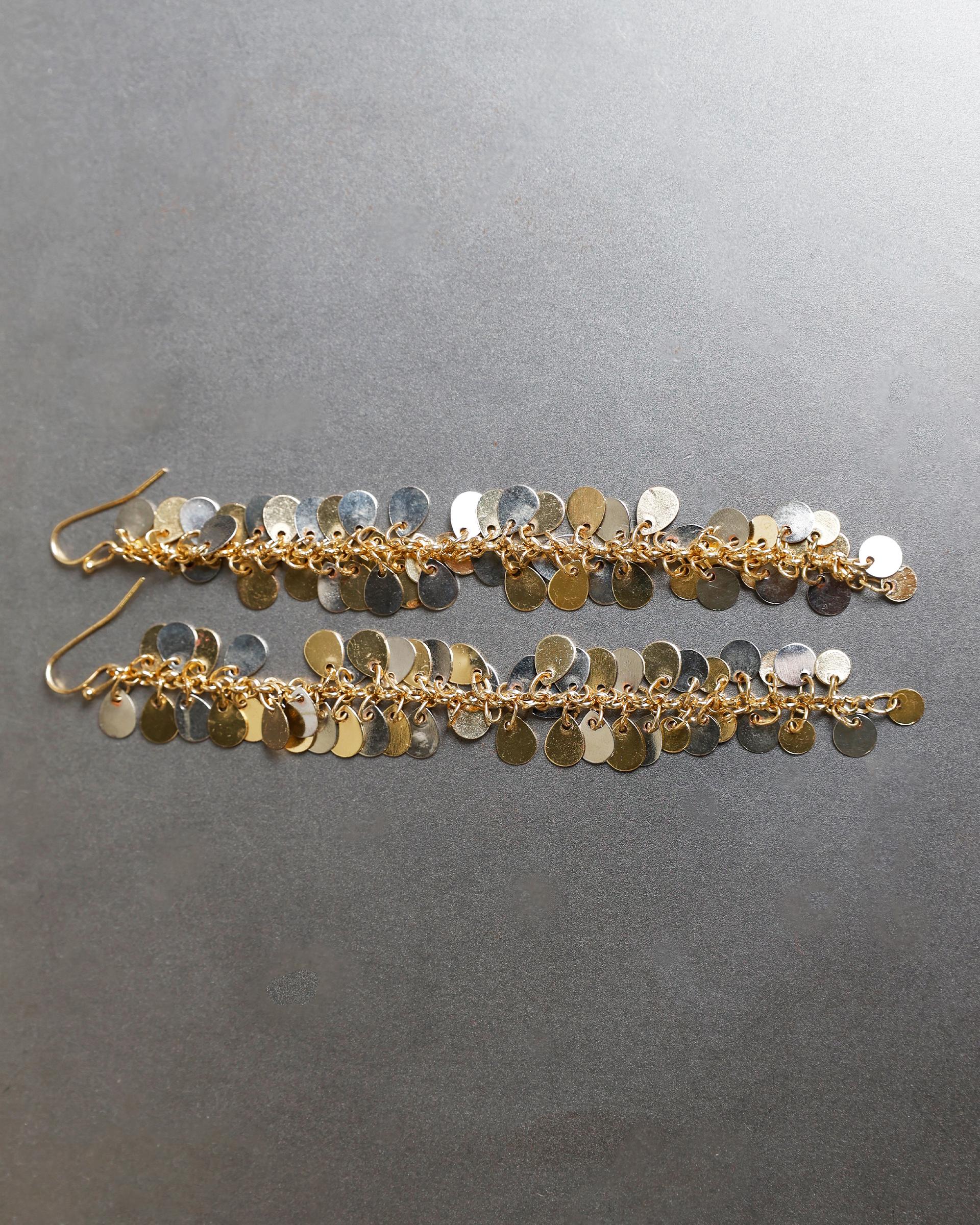 Pendientes Largos Lentejuelas Oro