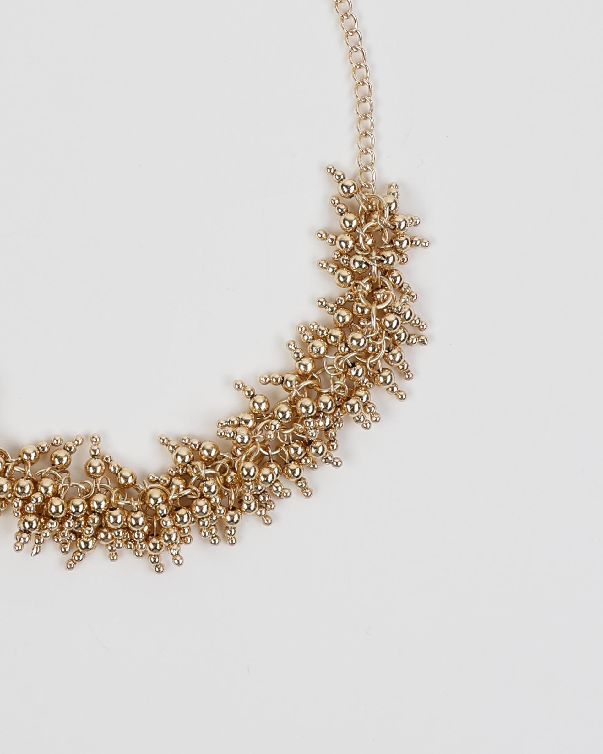 Collar Bolas Brillos Oro