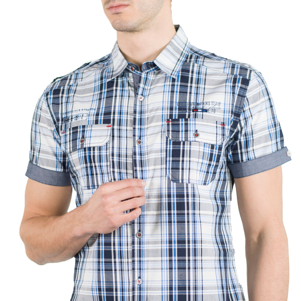 Camisa Hombre Manga Corta Cuadros Popelín Charreteras – Koroshi 2011CC50