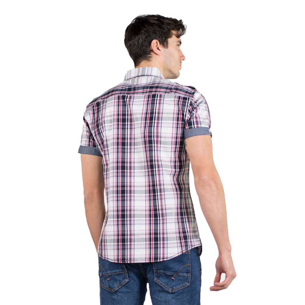 Camisa Hombre Manga Corta Cuadros Popelín Charreteras – Koroshi 2011CC50