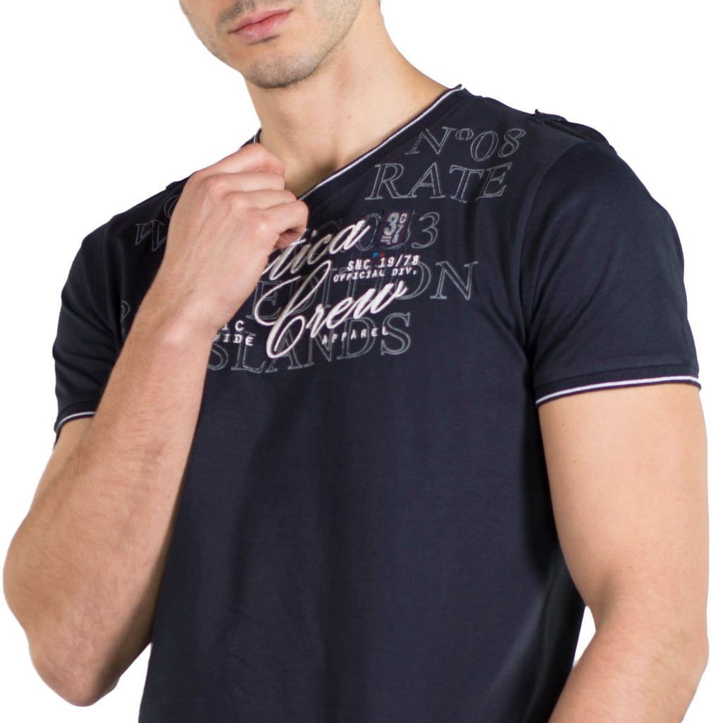 Camiseta Cuello Pico Hombre Algodón Estampada – Koroshi 2011MC04