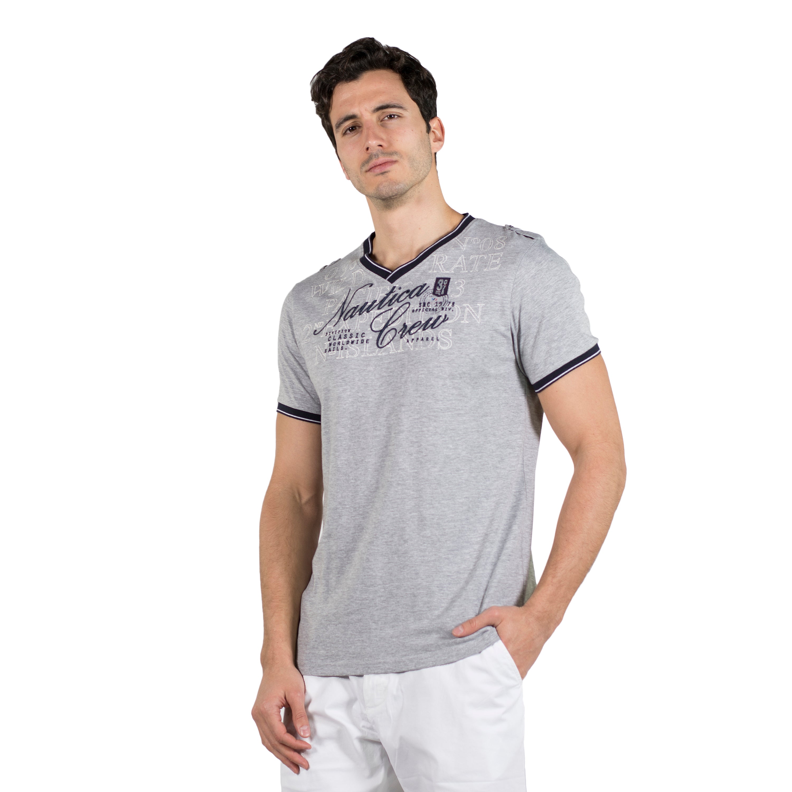 Camiseta Cuello Pico Hombre Algodón Estampada – Koroshi 2011MC04