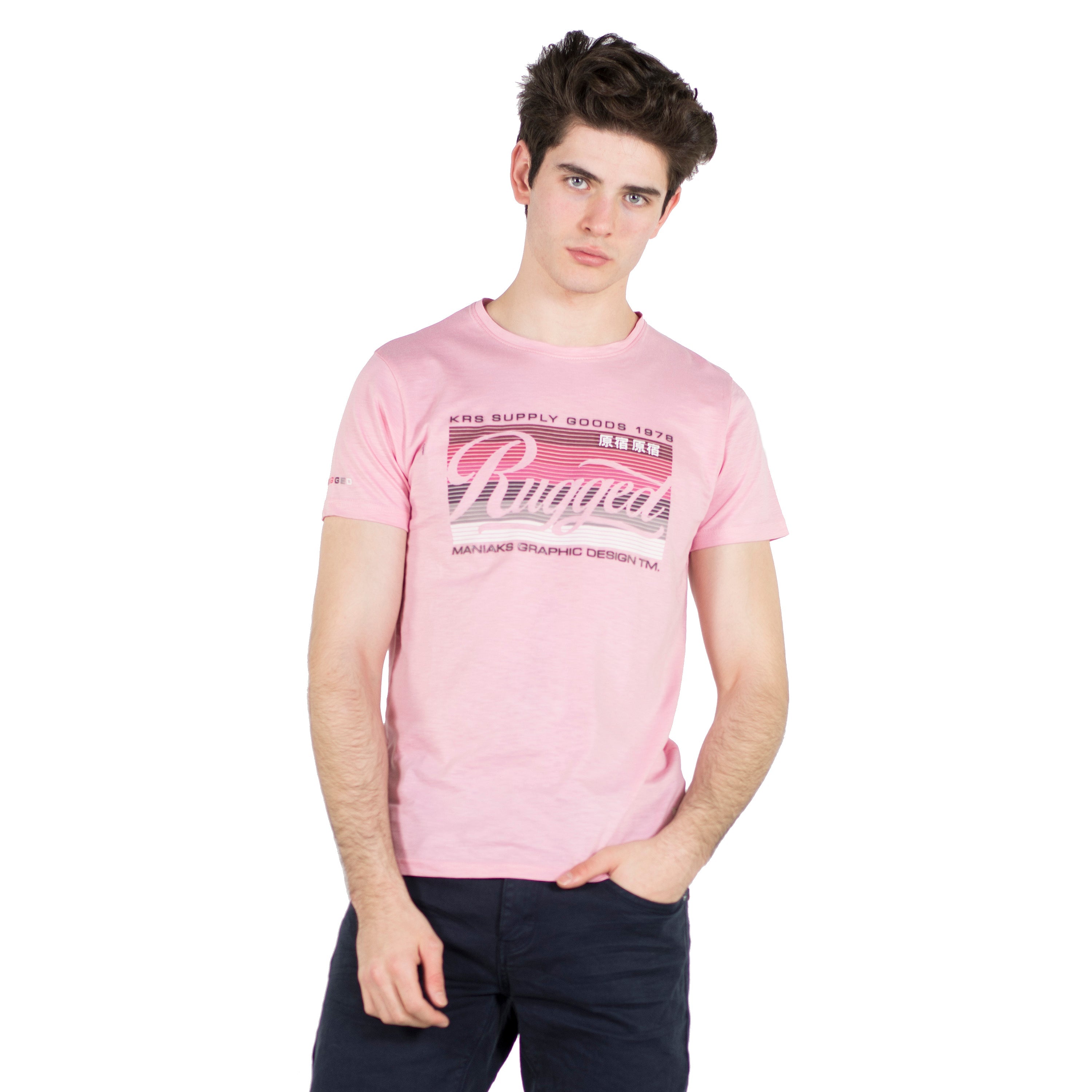 Camiseta Hombre Manga Corta Estampado Gráfico en el Pecho – Koroshi 2011MC26